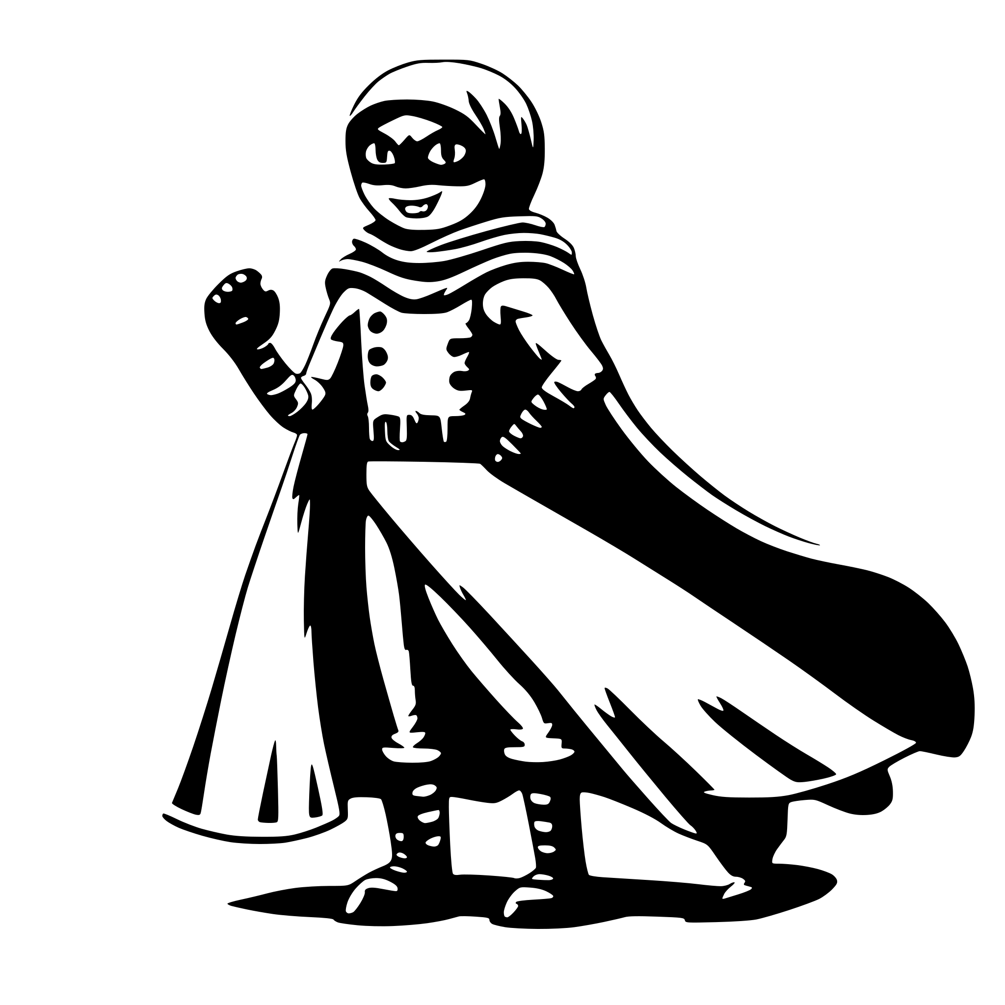 AI-generated SVG of a caterpillar with cape in superhero pose