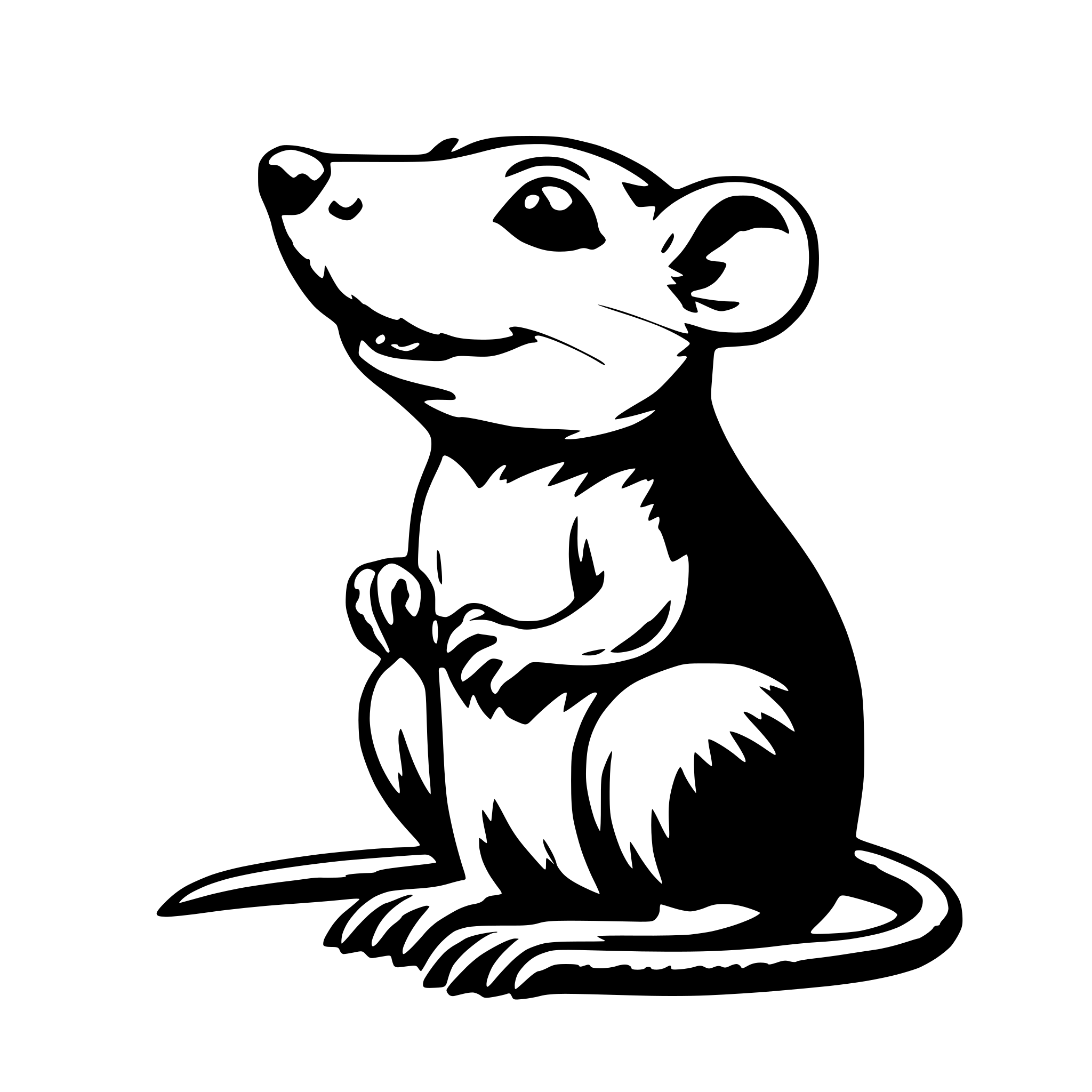 AI-generated SVG of 'a small thin rat sitting looking happy'