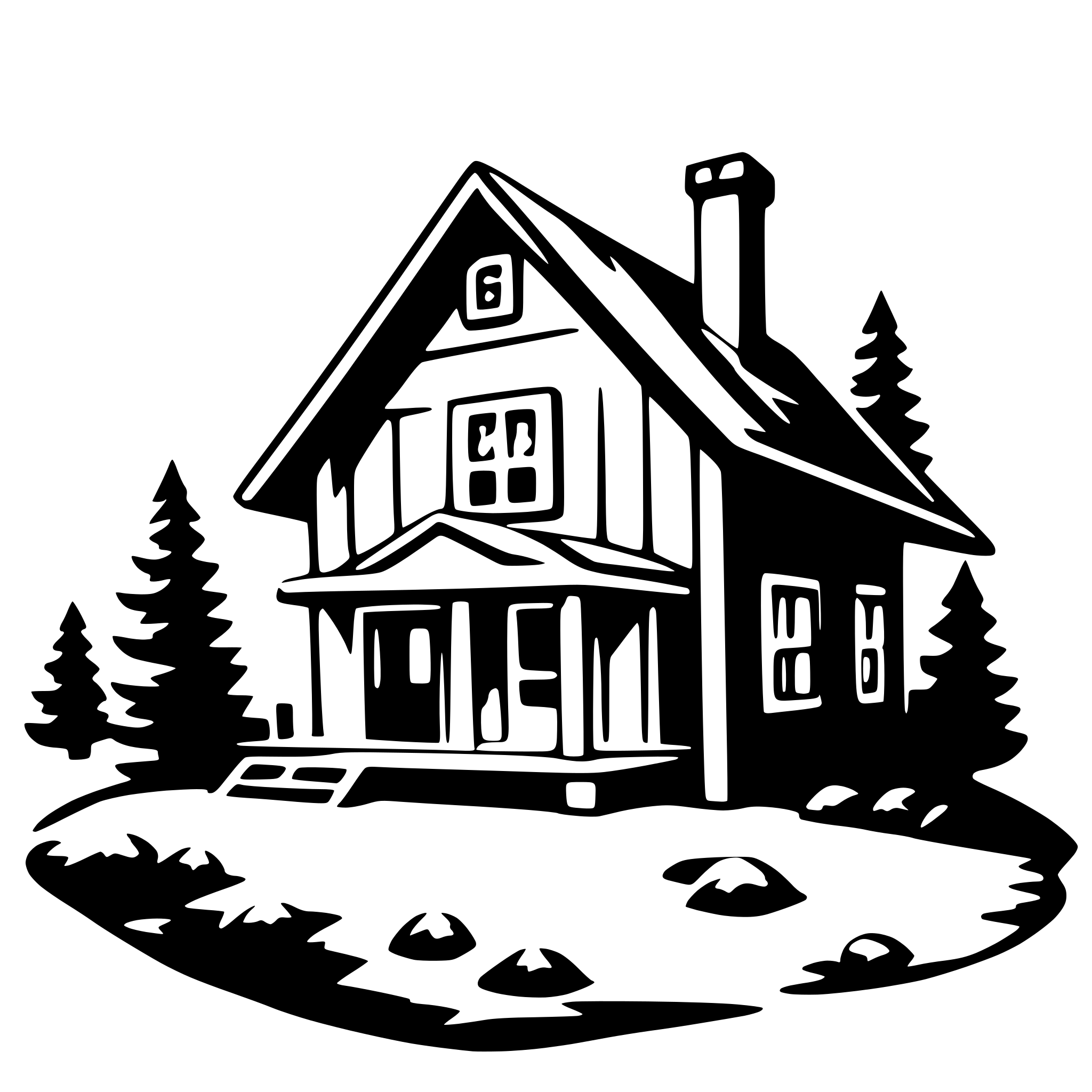 AI-generated SVG of 'mountain cabin'
