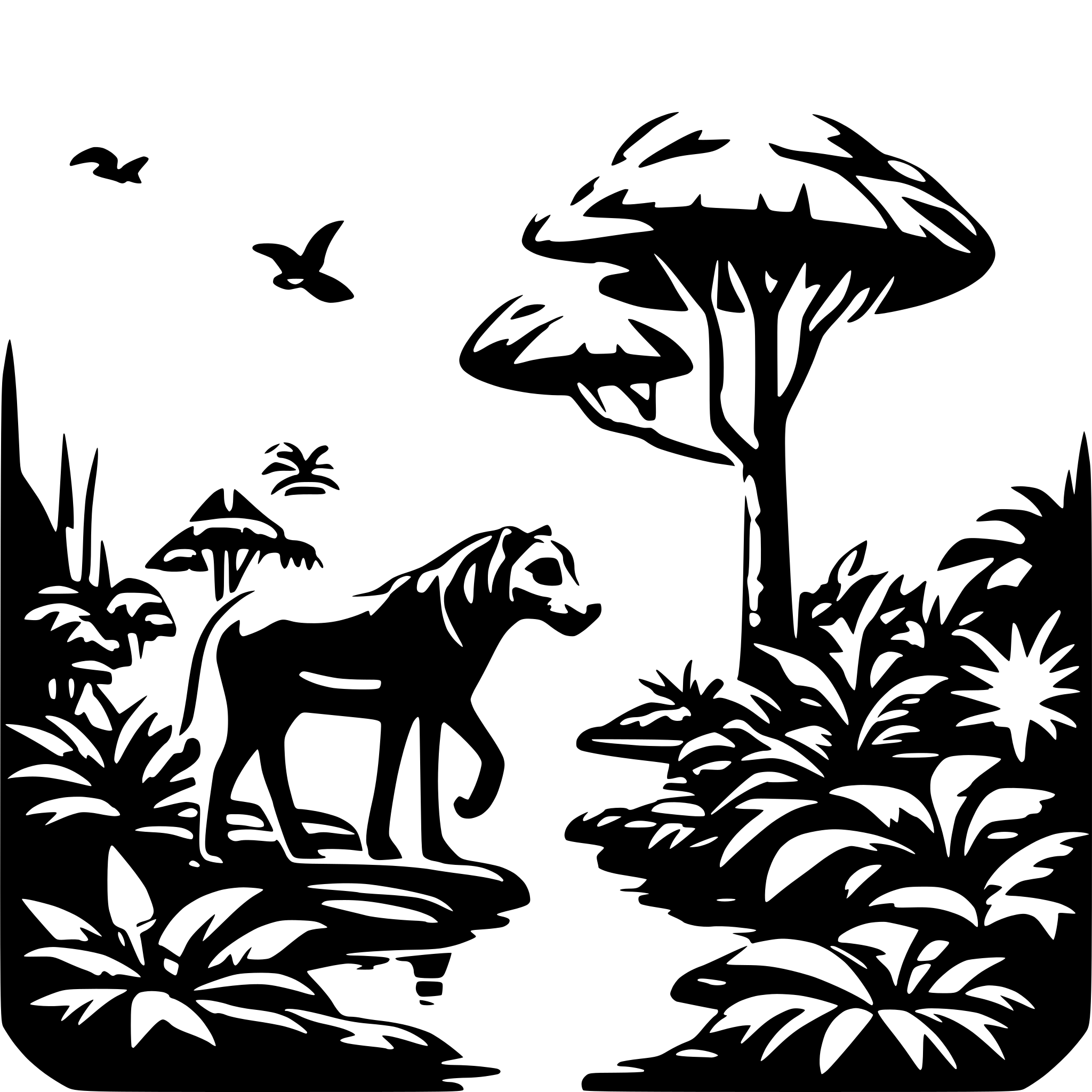 AI-generated SVG of a jungle animals ecosystem