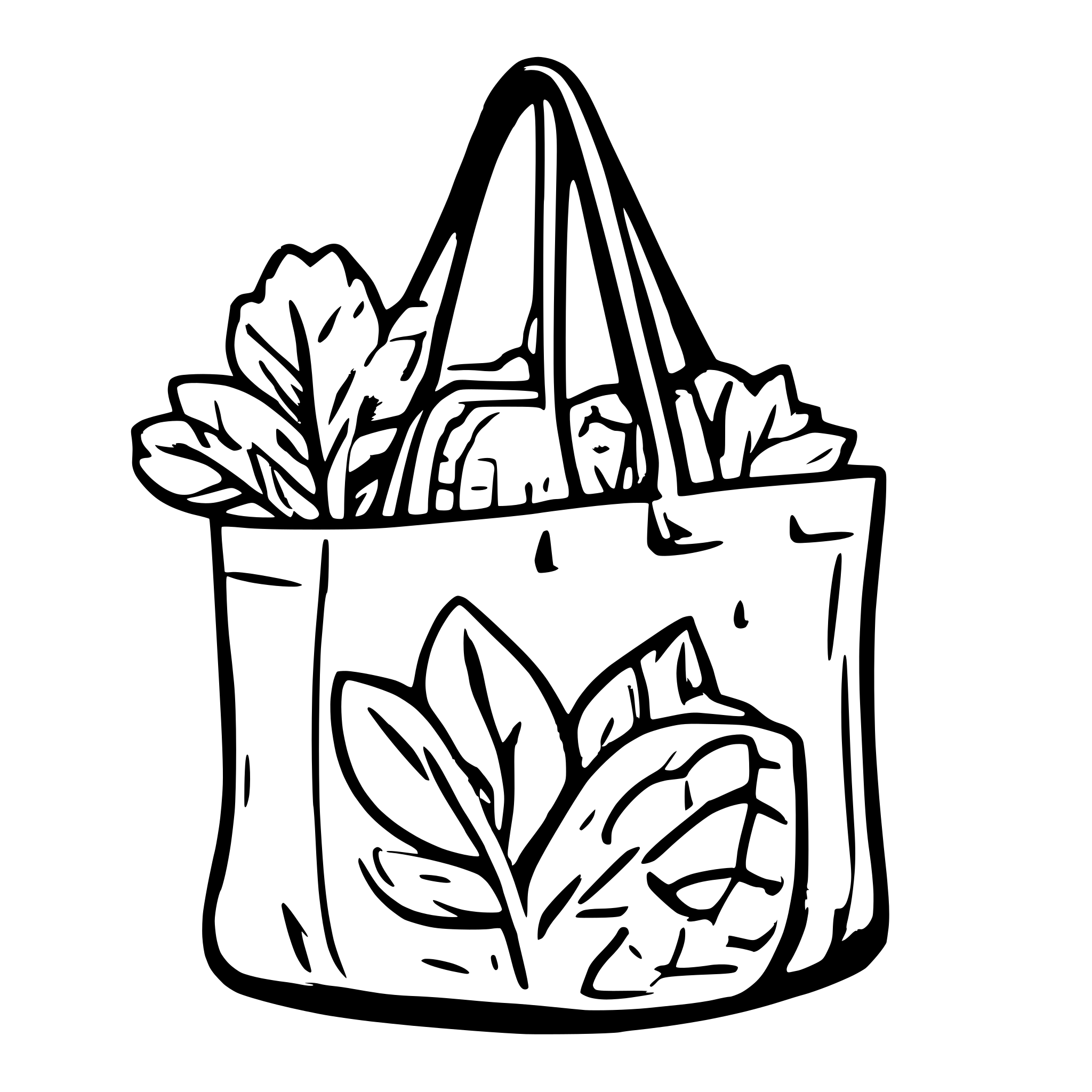 AI-generated SVG of a mesh bag with groceries