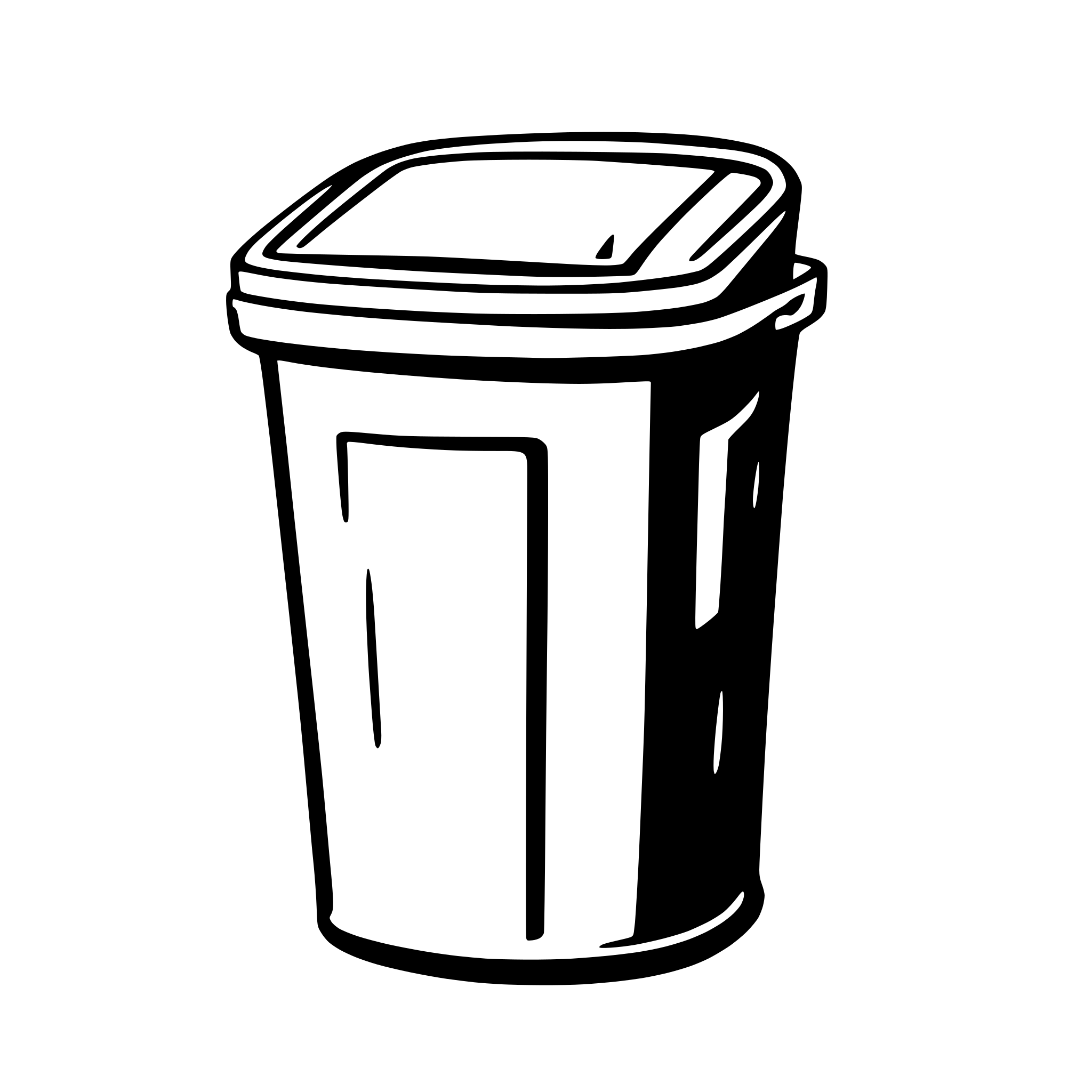 AI-generated SVG of a A simple SVG of a trash can with a flat lid and a rectangular body.