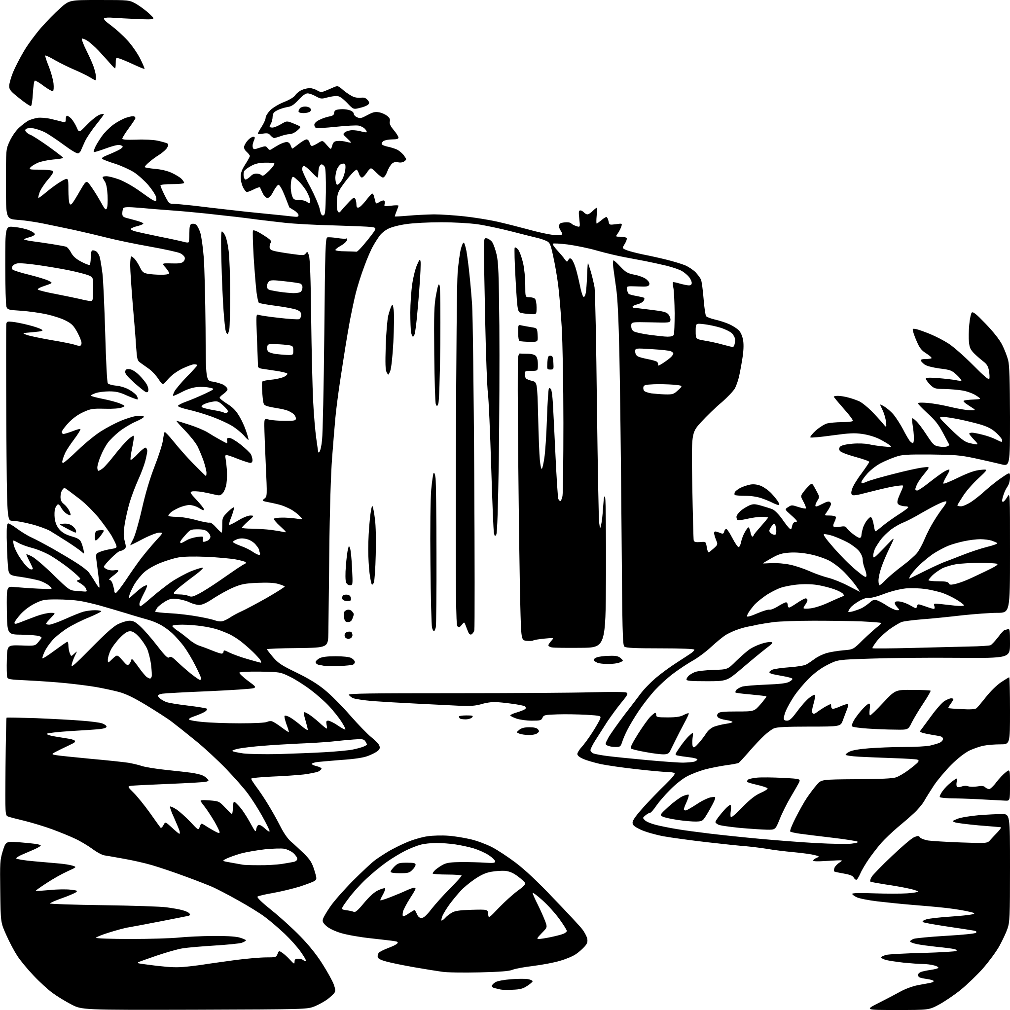 AI-generated SVG of 'jungle waterfall swim'