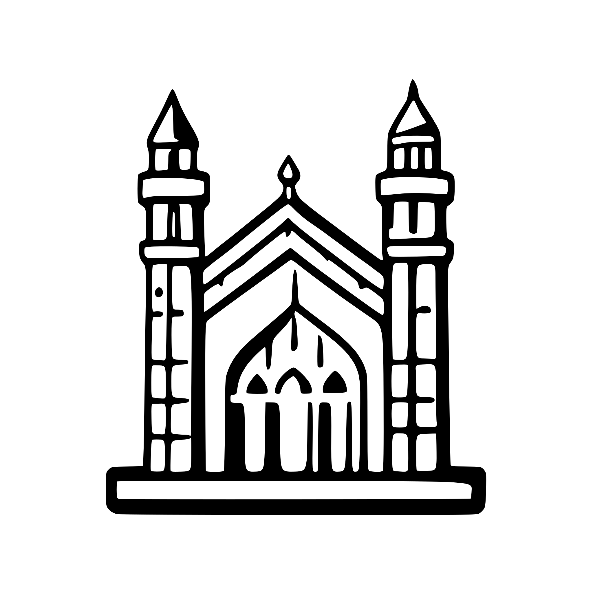 AI-generated SVG of a Minimal vector icon of Charminar, Hyderabad’s historic monument – clean black outline, no background, simplified Indian architecture, symmetrical structure, SVG style for web icon, centered view, no watermark”