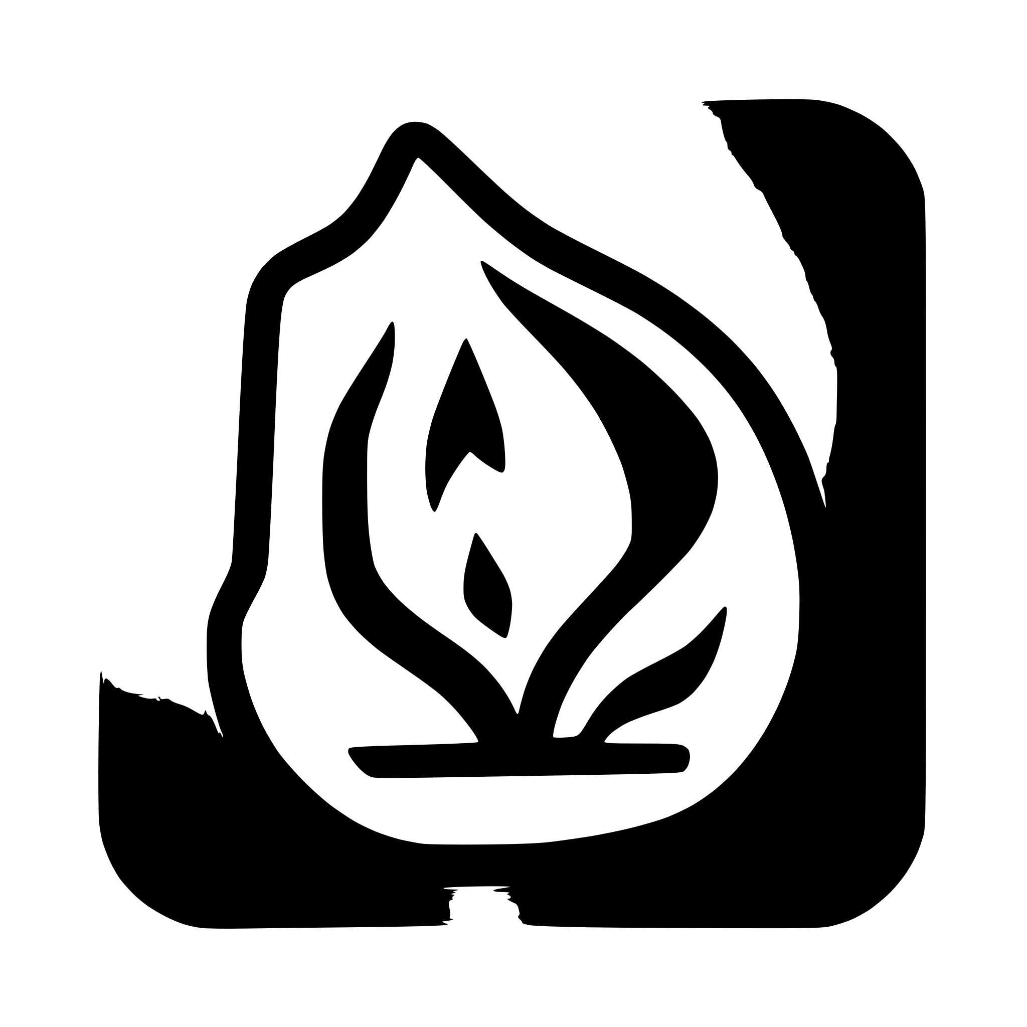 AI-generated SVG of a square app icon with a dark blue background and a stylized white flame symbol split into two shapes in the center