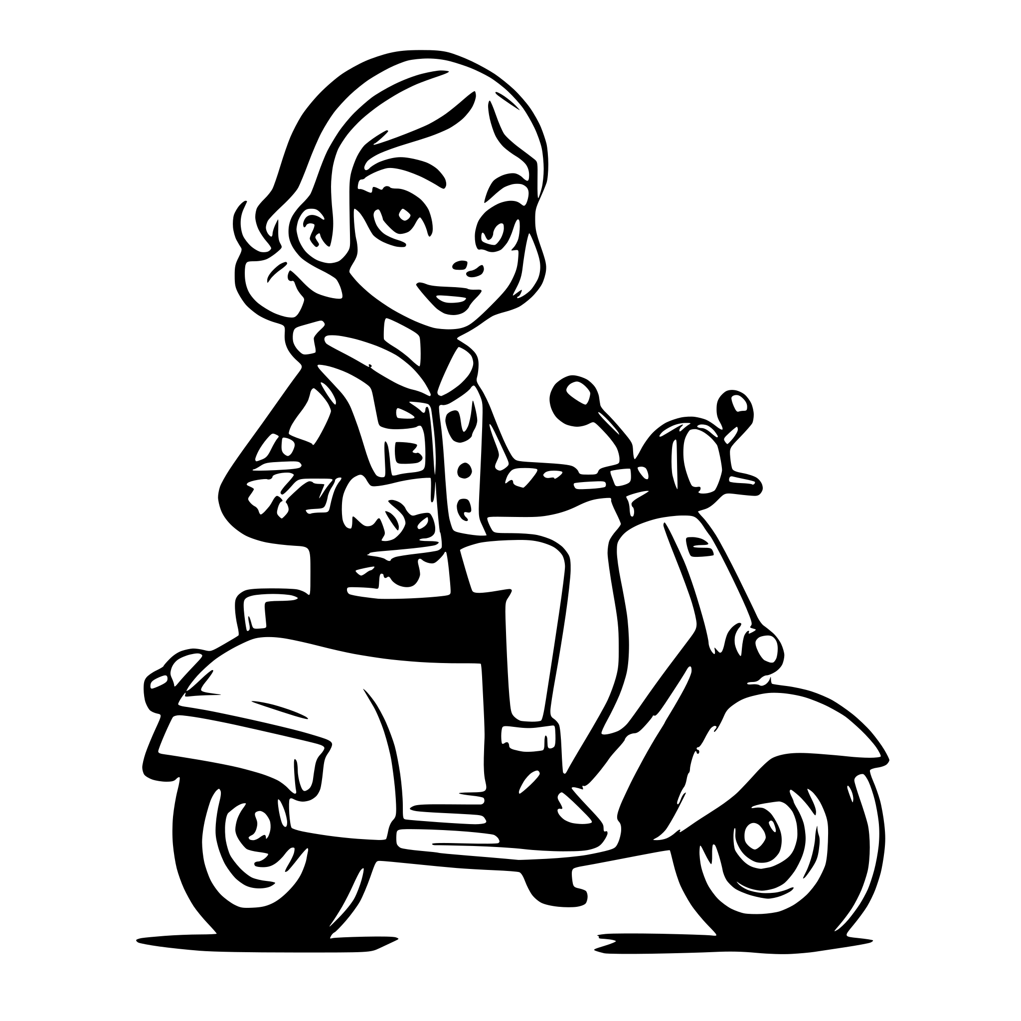 AI-generated SVG of a Woman on a vespa