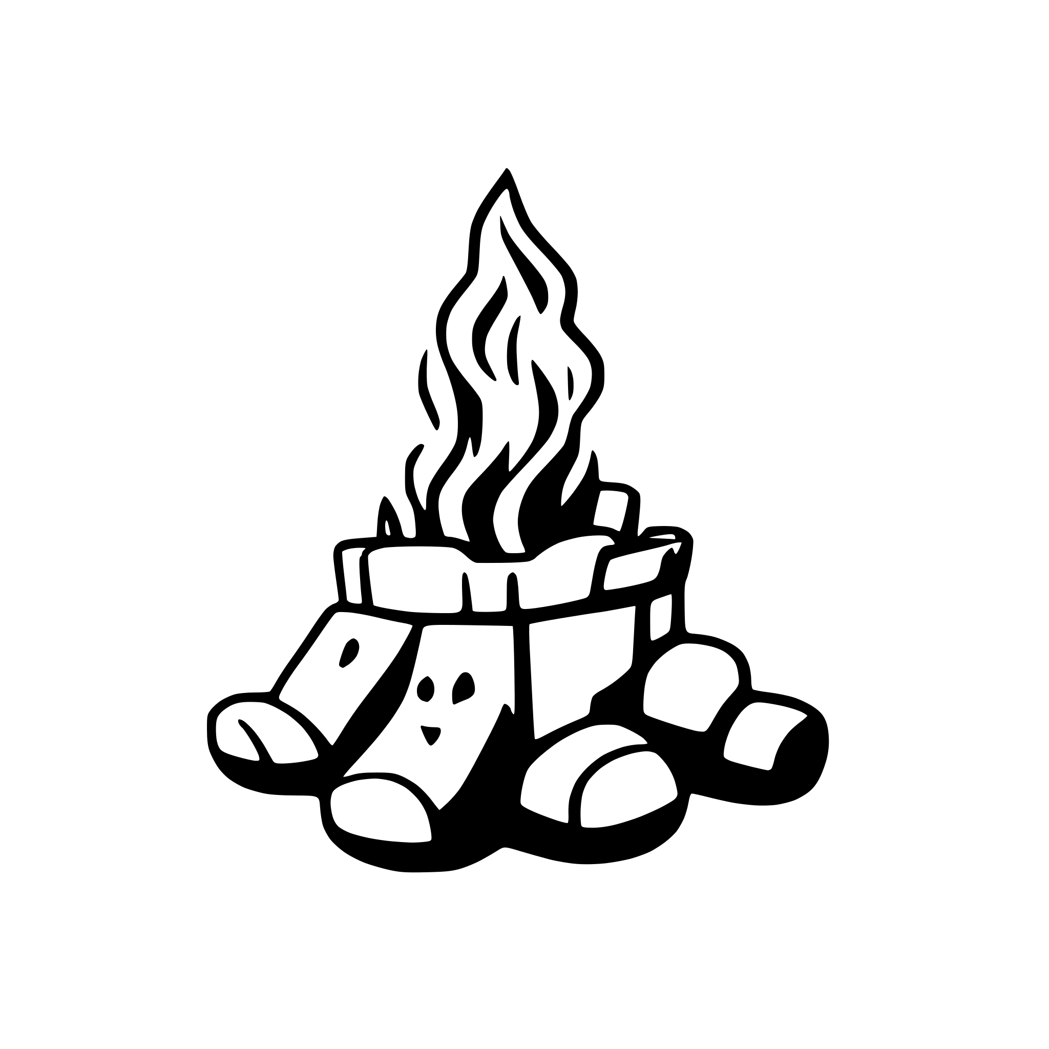 AI-generated SVG of a campfire cartoon