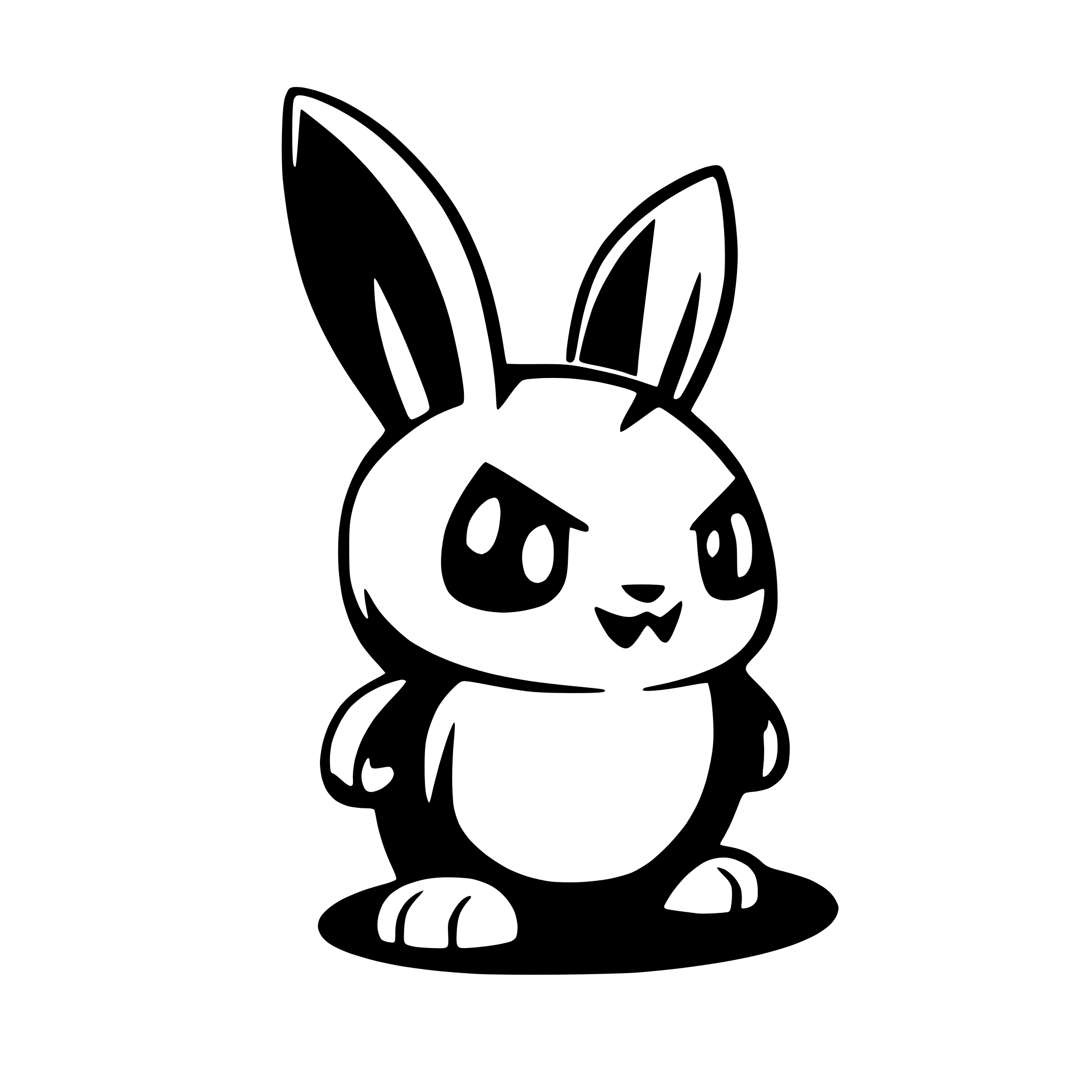 AI-generated SVG of 'angry black cartoon rabbit'