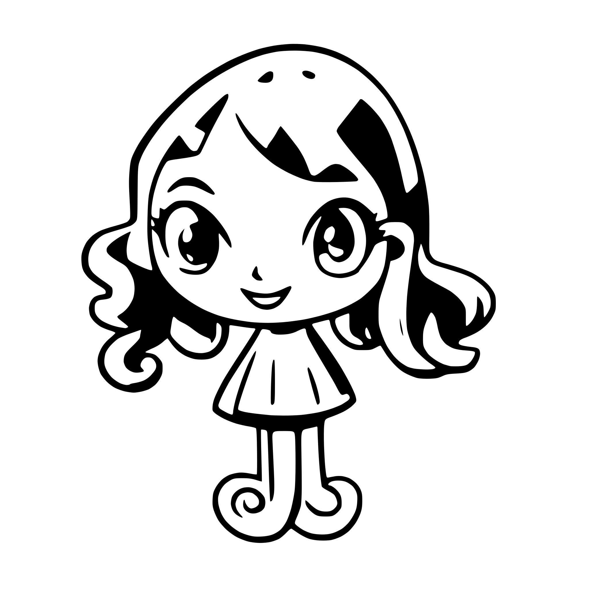 AI-generated SVG of 'cartoon female octopus'