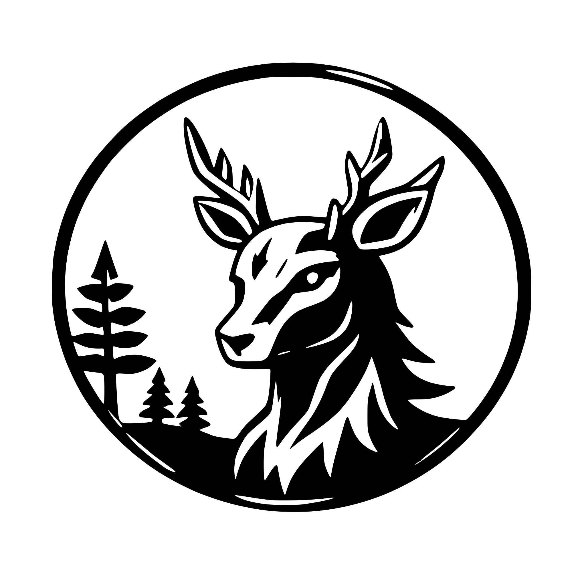 AI-generated SVG of a blue kirin deer circular minimalist logo