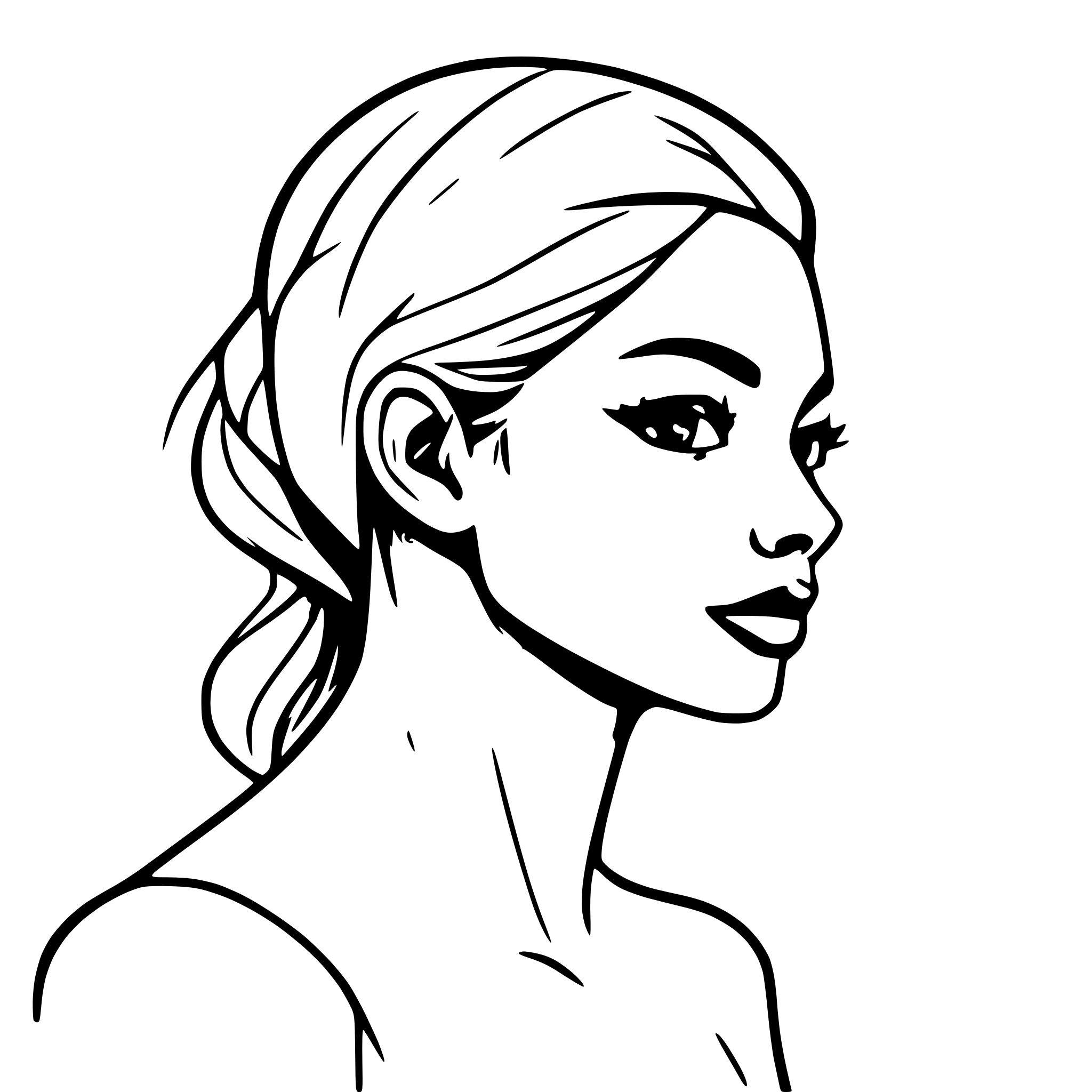 AI-generated SVG of 'a pencil sketch draft of a woman side profile surgery anatomy, strokes, smooth strokes'