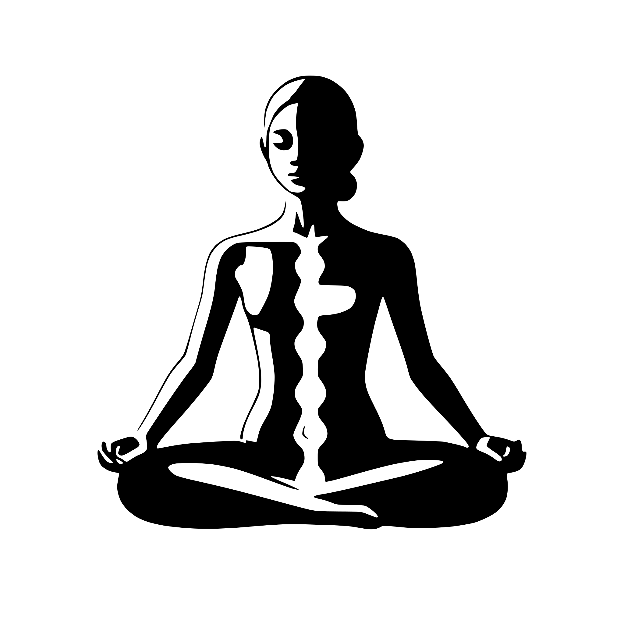 AI-generated SVG of a meditating figure with chakras