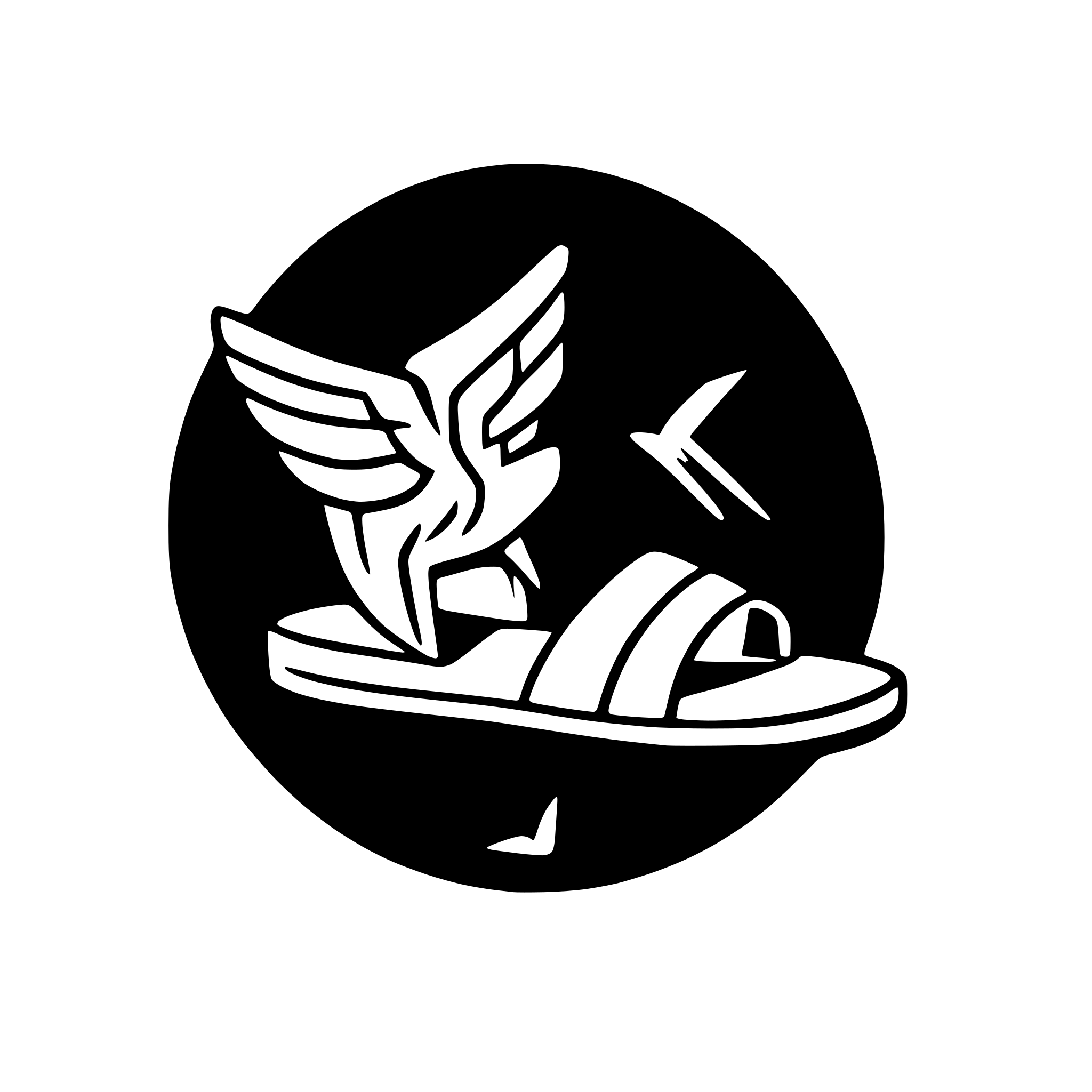 AI-generated SVG of a Design a sleek, modern logo for a discussion app inspired by Hermes winged sandals. Include a wing for speed and a message bubble for communication. Use smooth, flowing lines. Ensure its minimal and SVG-friendly.