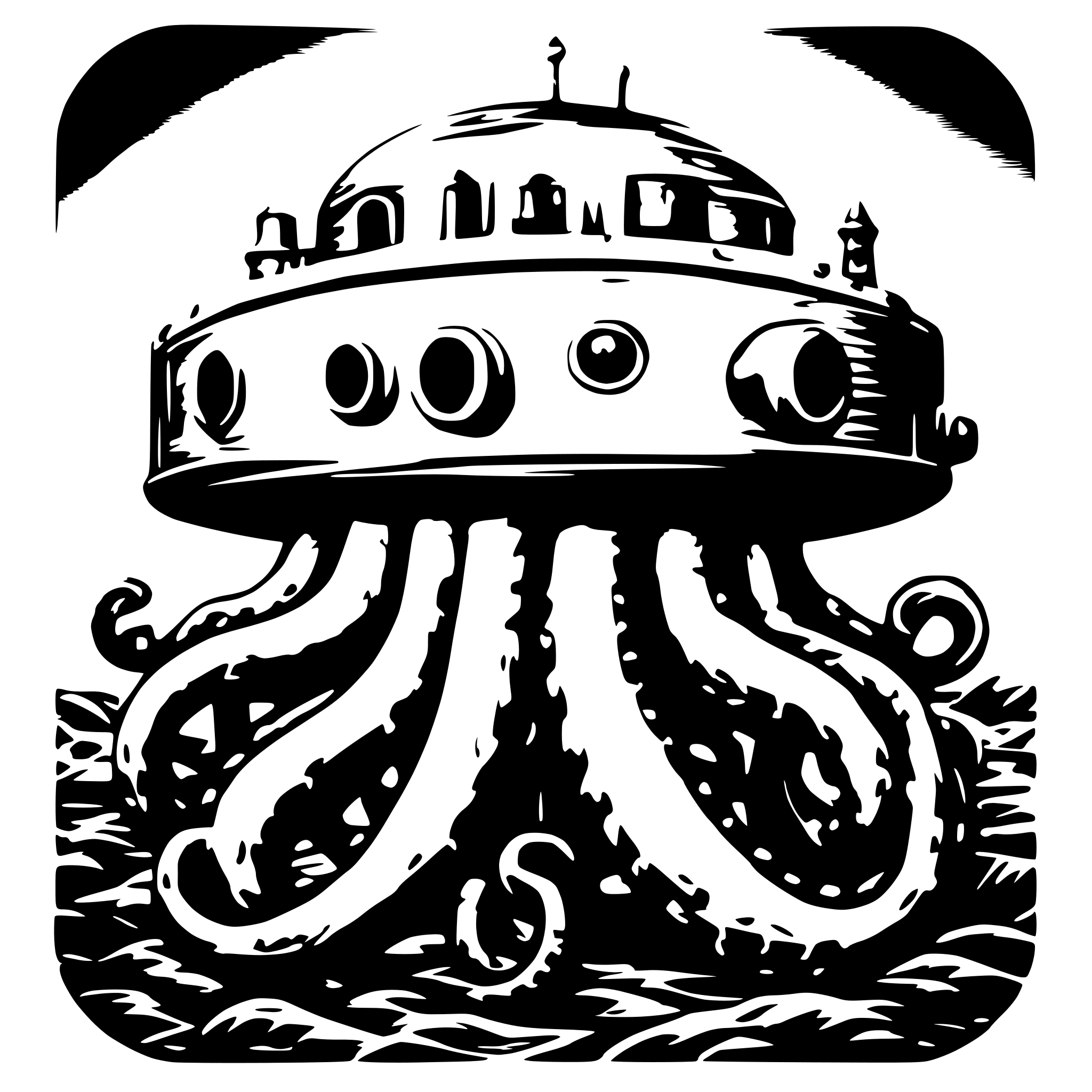 AI-generated SVG of 'SEA MINE AND ONE OCTOPUS'