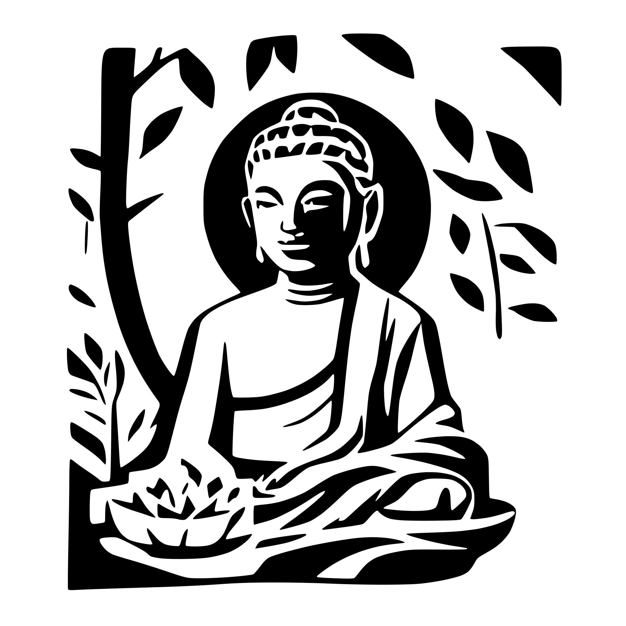 AI-generated SVG of a buddha with bamboo in the background
