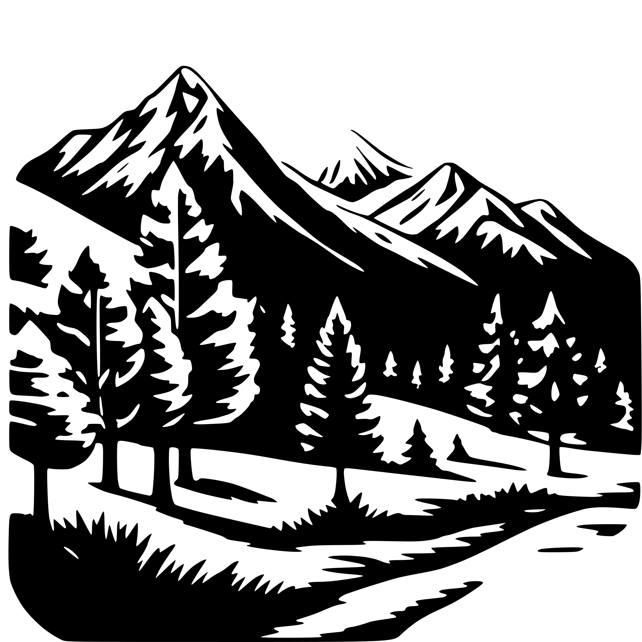 AI-generated SVG of a treeline with mountains