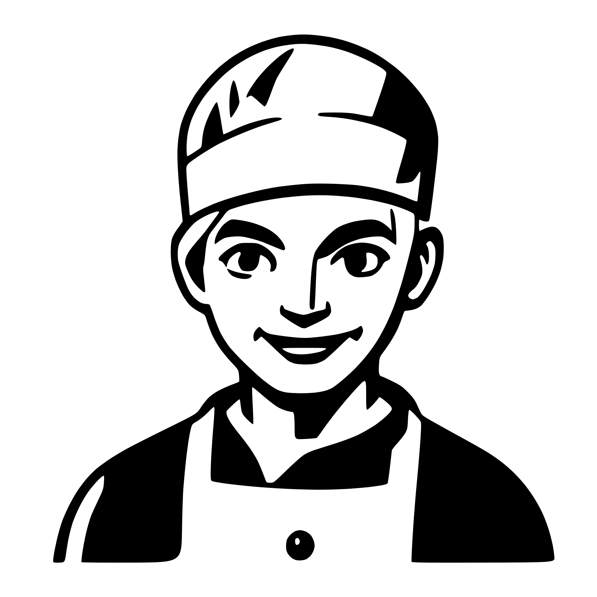 AI-generated SVG of a French Artisan Baker Icon, small simple. Old guy with french head vector drawing, bread