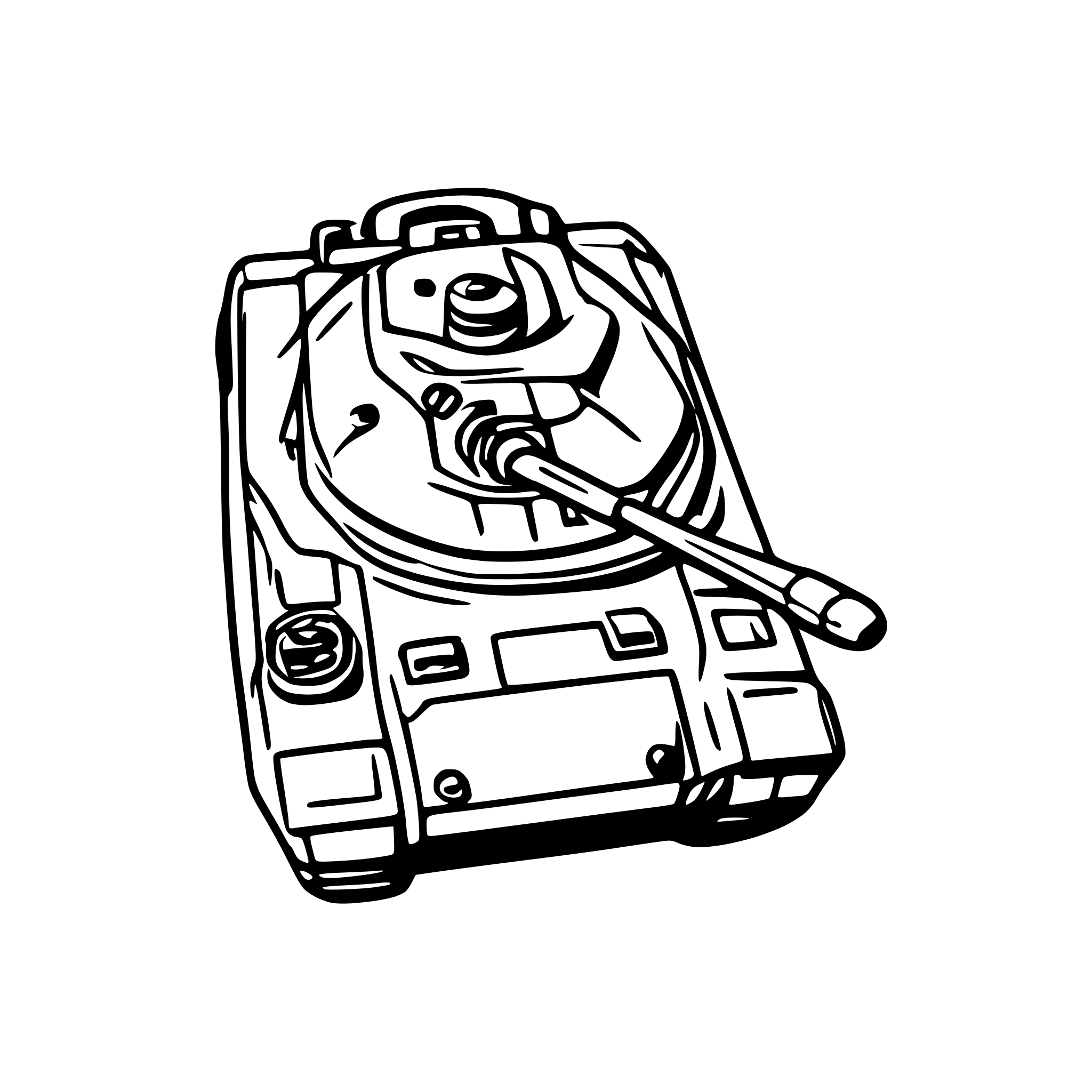 AI-generated SVG of a 2-d top view (north-south) of a main battle tank. AI-generated SVG of a 2-d top view (north-south) of a main battle tank.