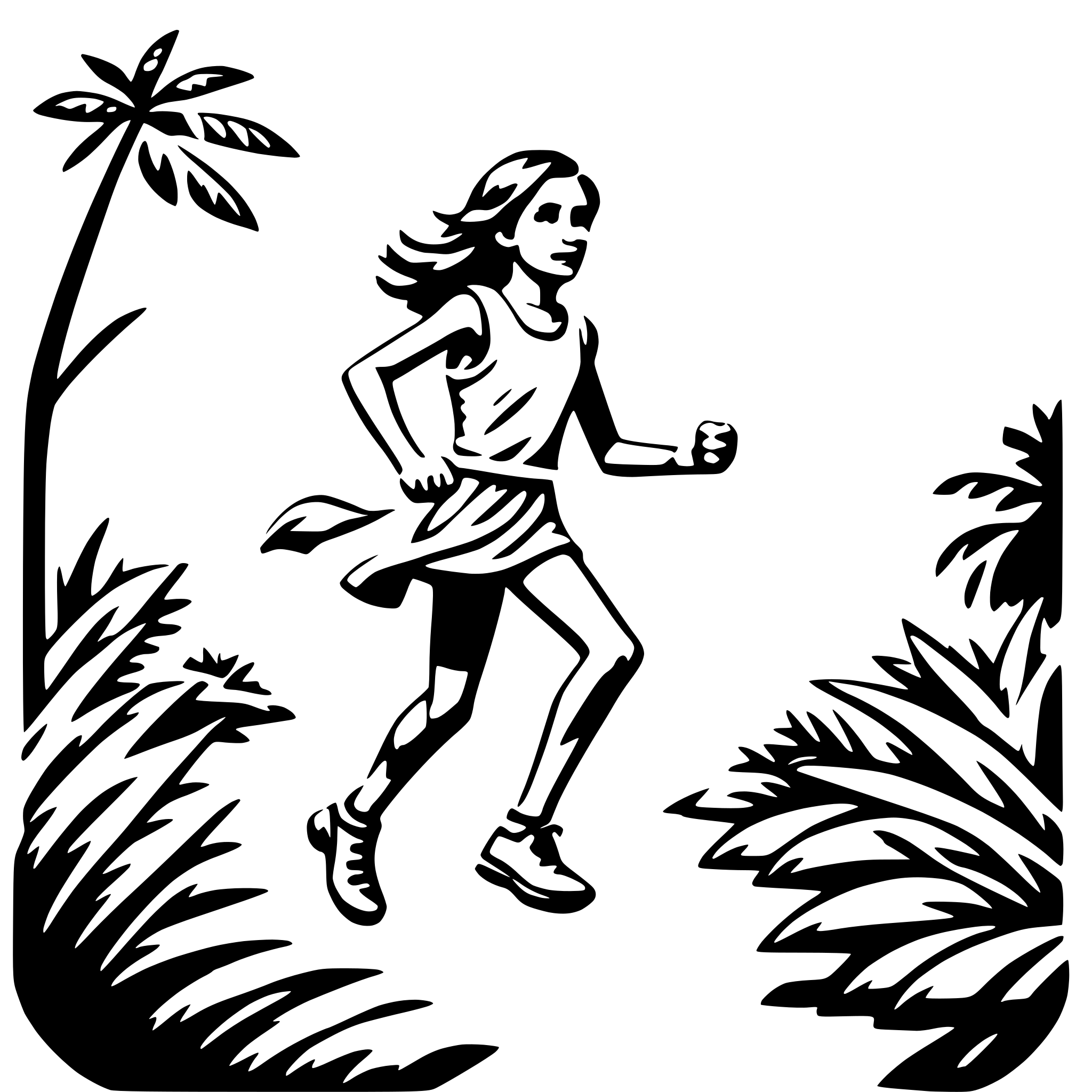 AI-generated SVG of 'running through jungle'