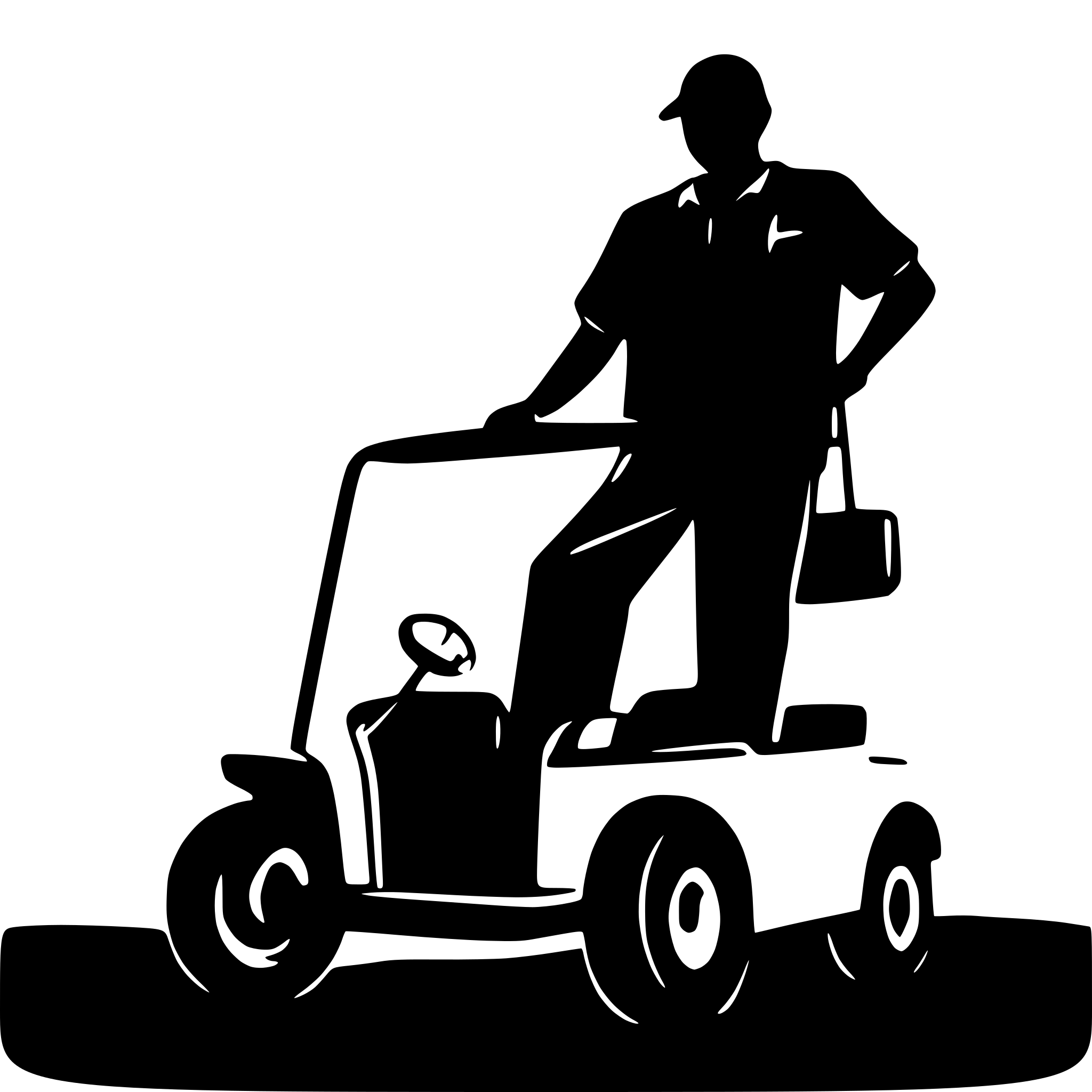 AI-generated SVG of a 2D golf cart with a large belly man