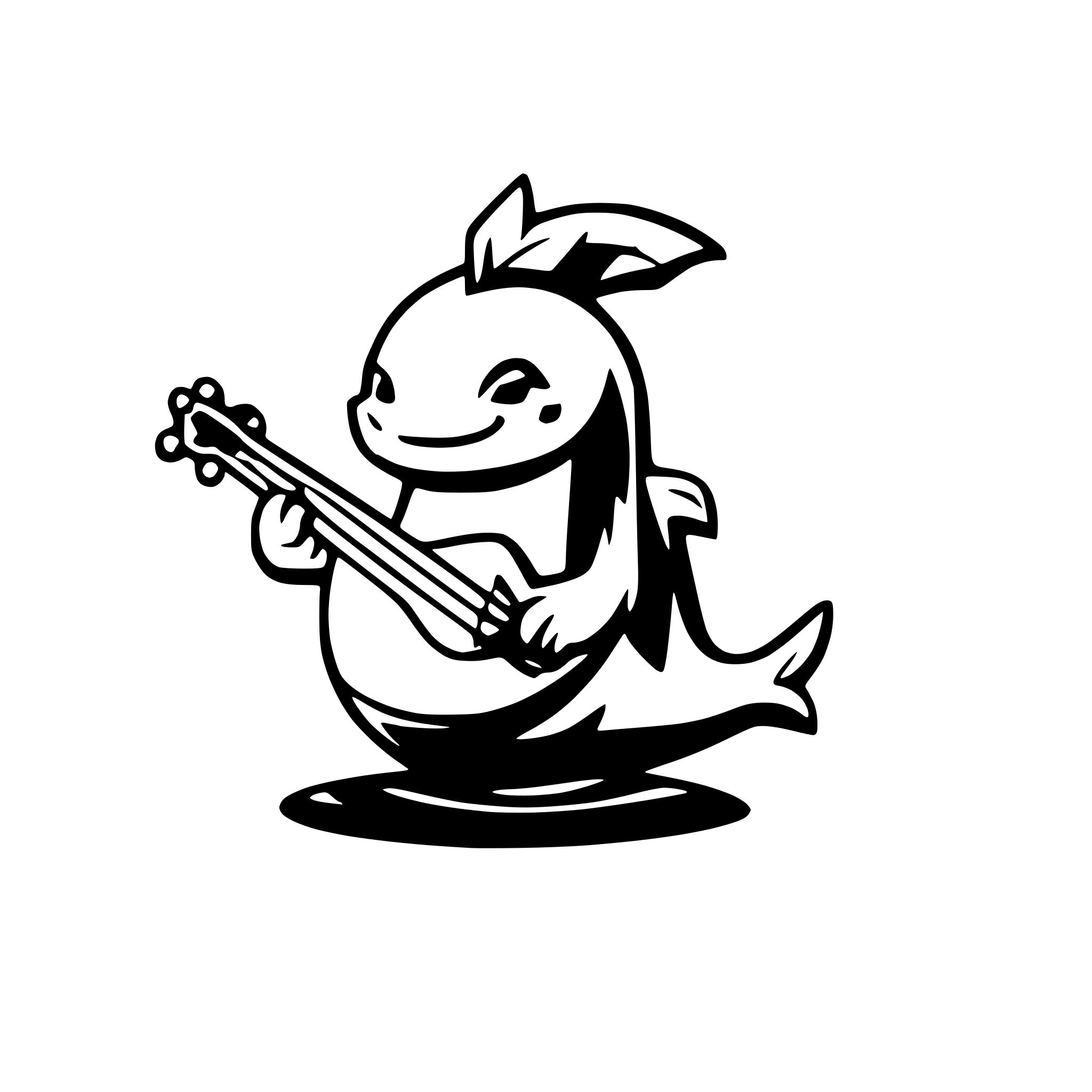 AI-generated SVG of a a cute magical whale playing a lute