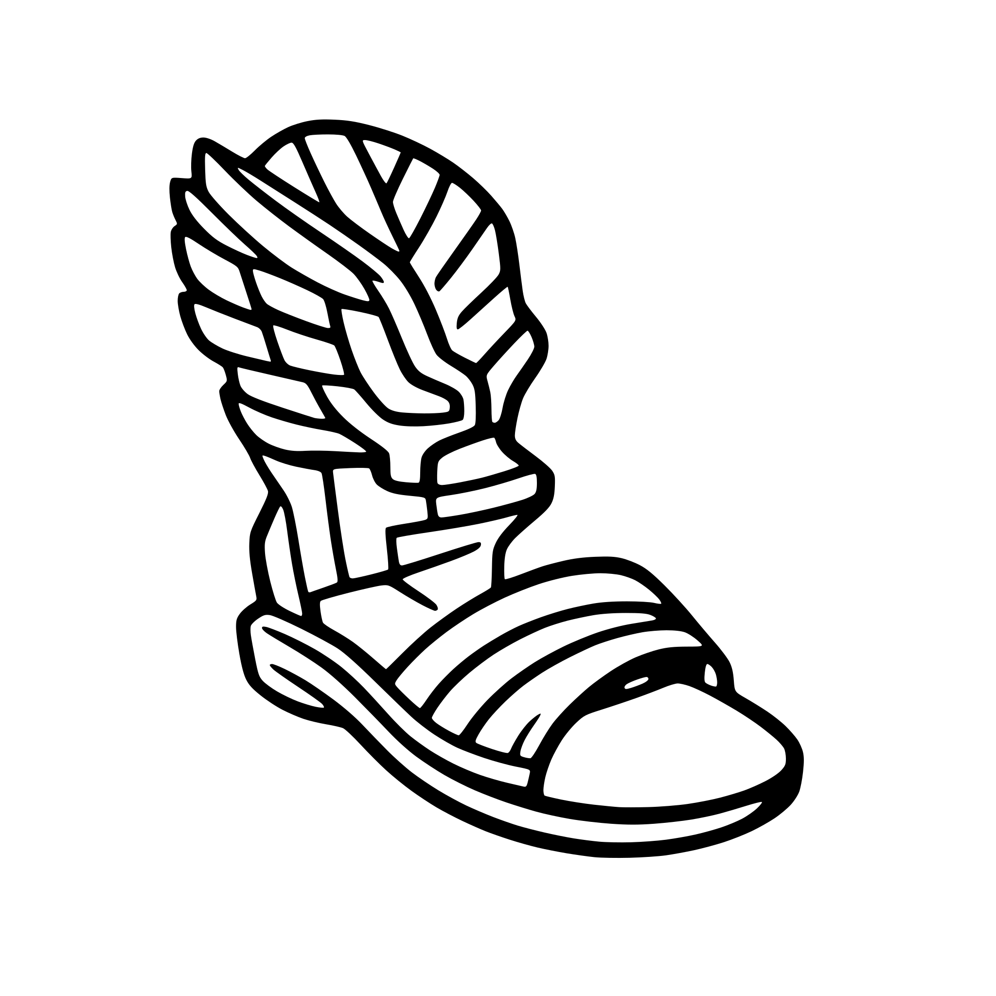AI-generated SVG of a Design a sleek, modern logo for a discussion app inspired by Hermes winged sandals. Include a wing for speed and a message bubble for communication. Use smooth, flowing lines. Ensure its minimal and SVG-friendly.