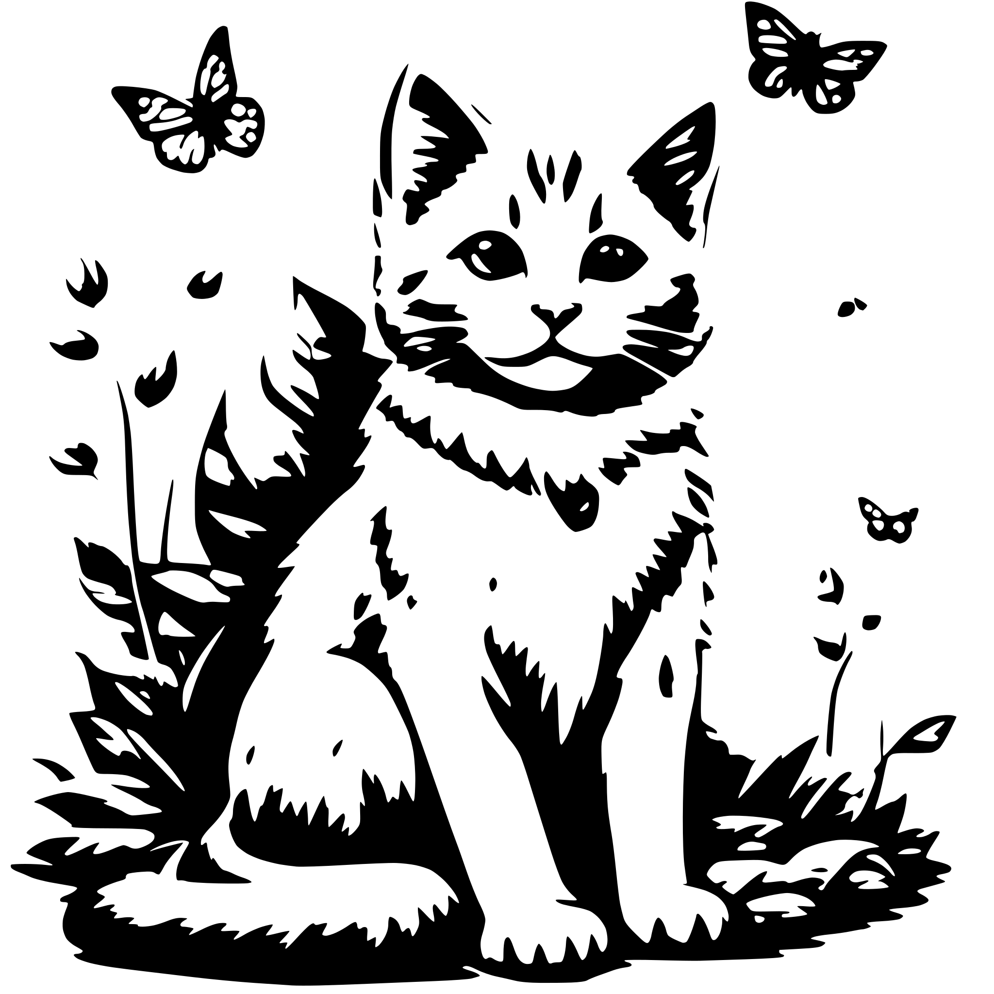 AI-generated SVG of 'cute kitten and butterfly'