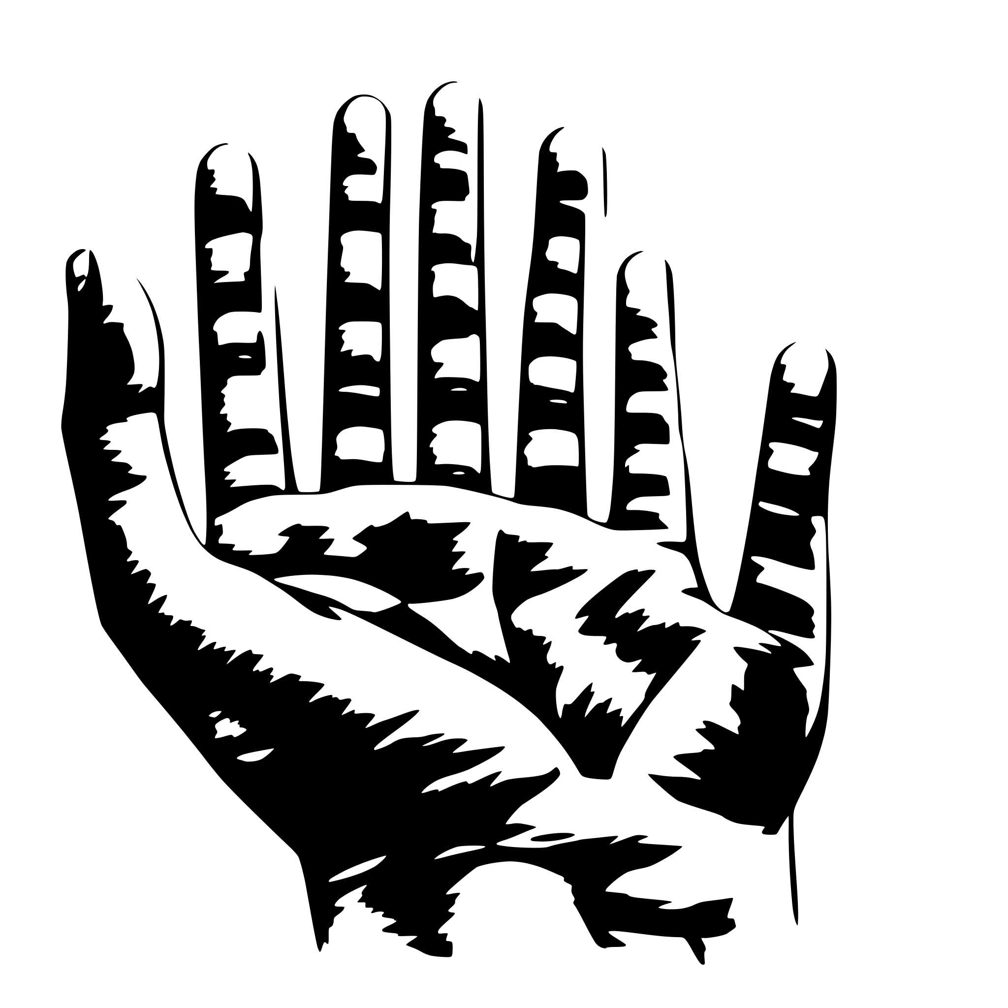 AI-generated SVG of 'simple geometric shapes, layered over a hand reaching for something'