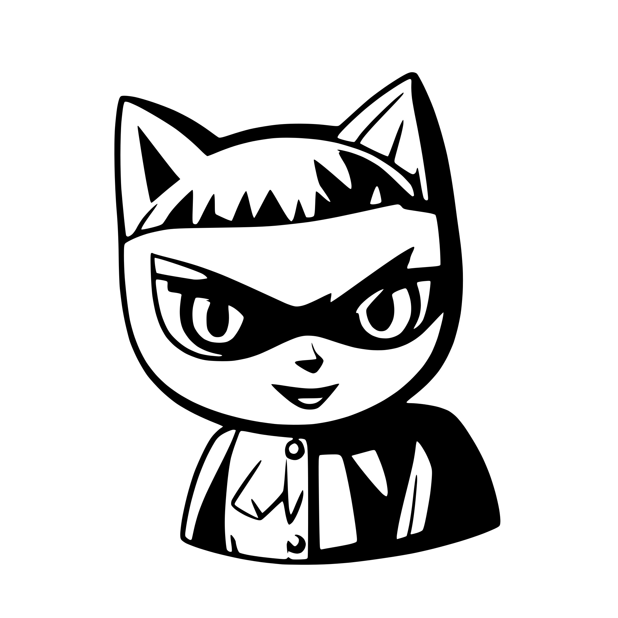 AI-generated SVG of 'Cat with batman mask'