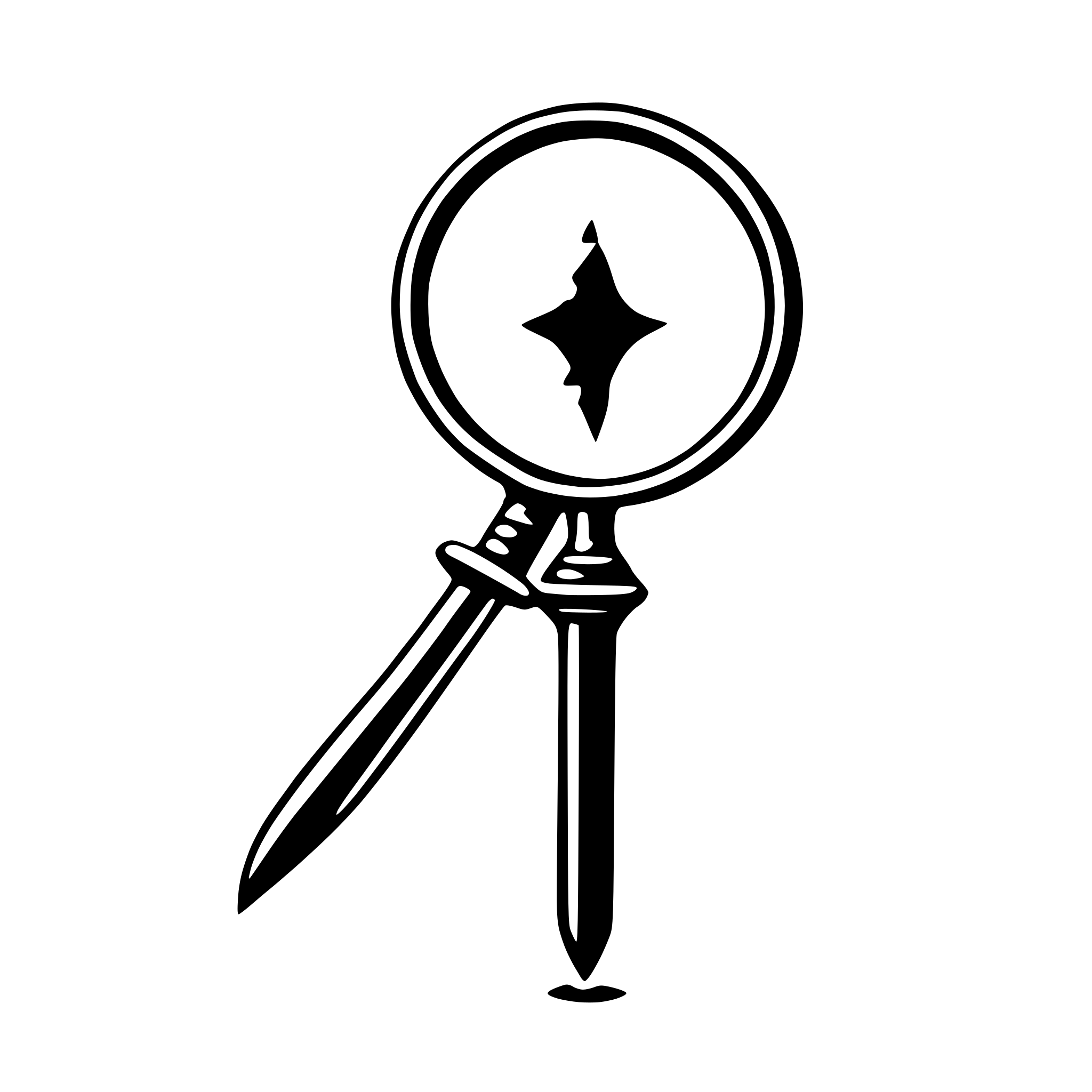 AI-generated SVG of 'a magnifying glass with a dagger handle dripping blood'