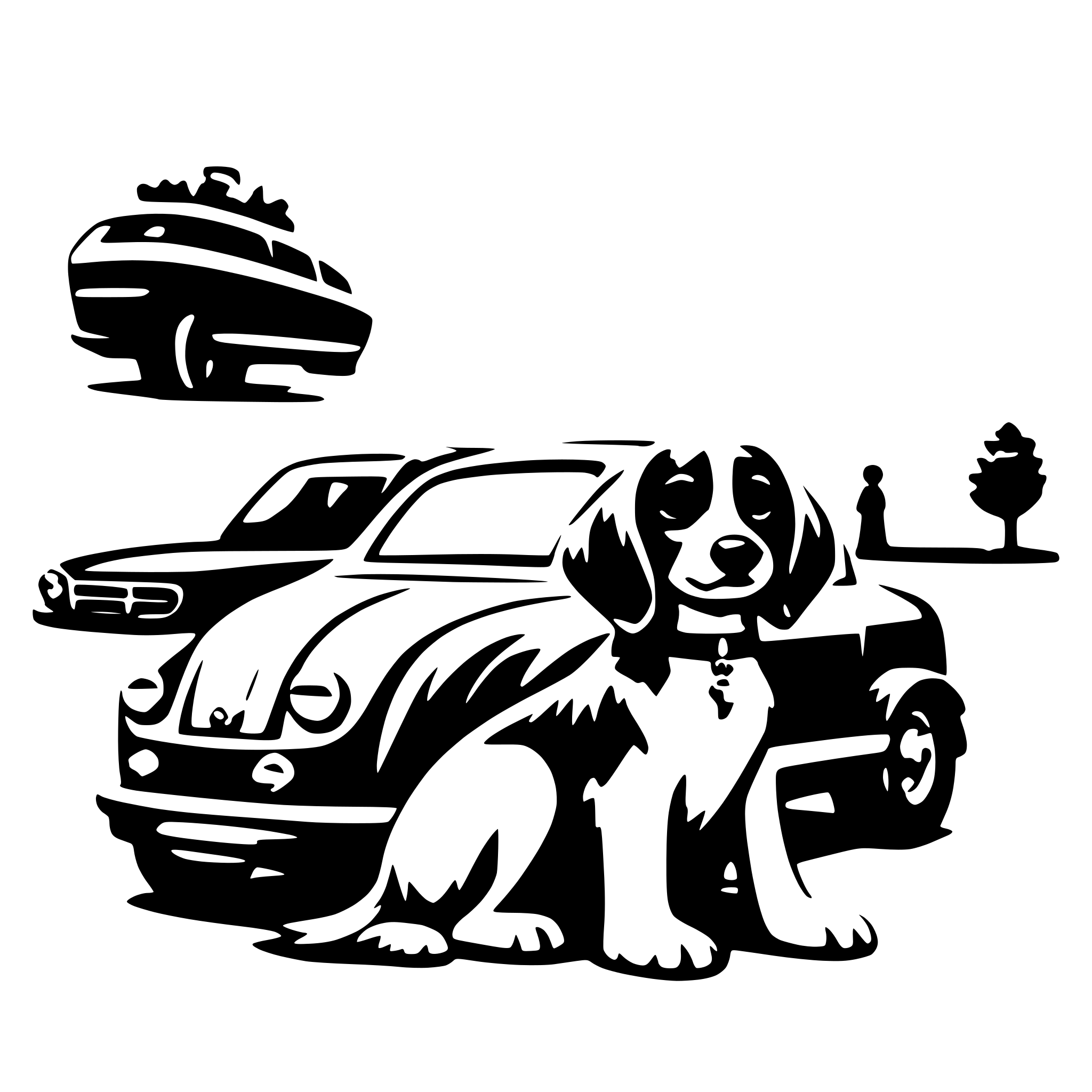 AI-generated SVG of a one dog and one car