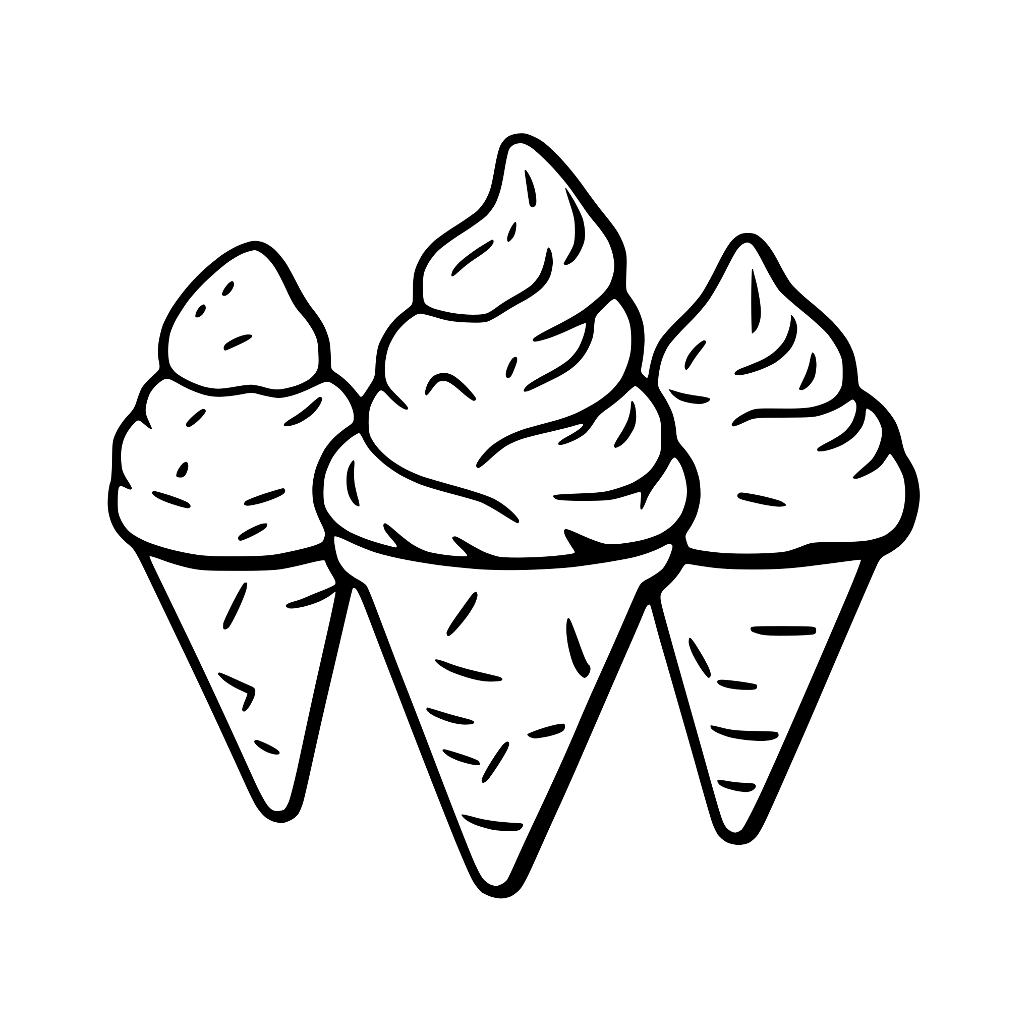 AI-generated SVG of 'a group of ice cream cones having a party'