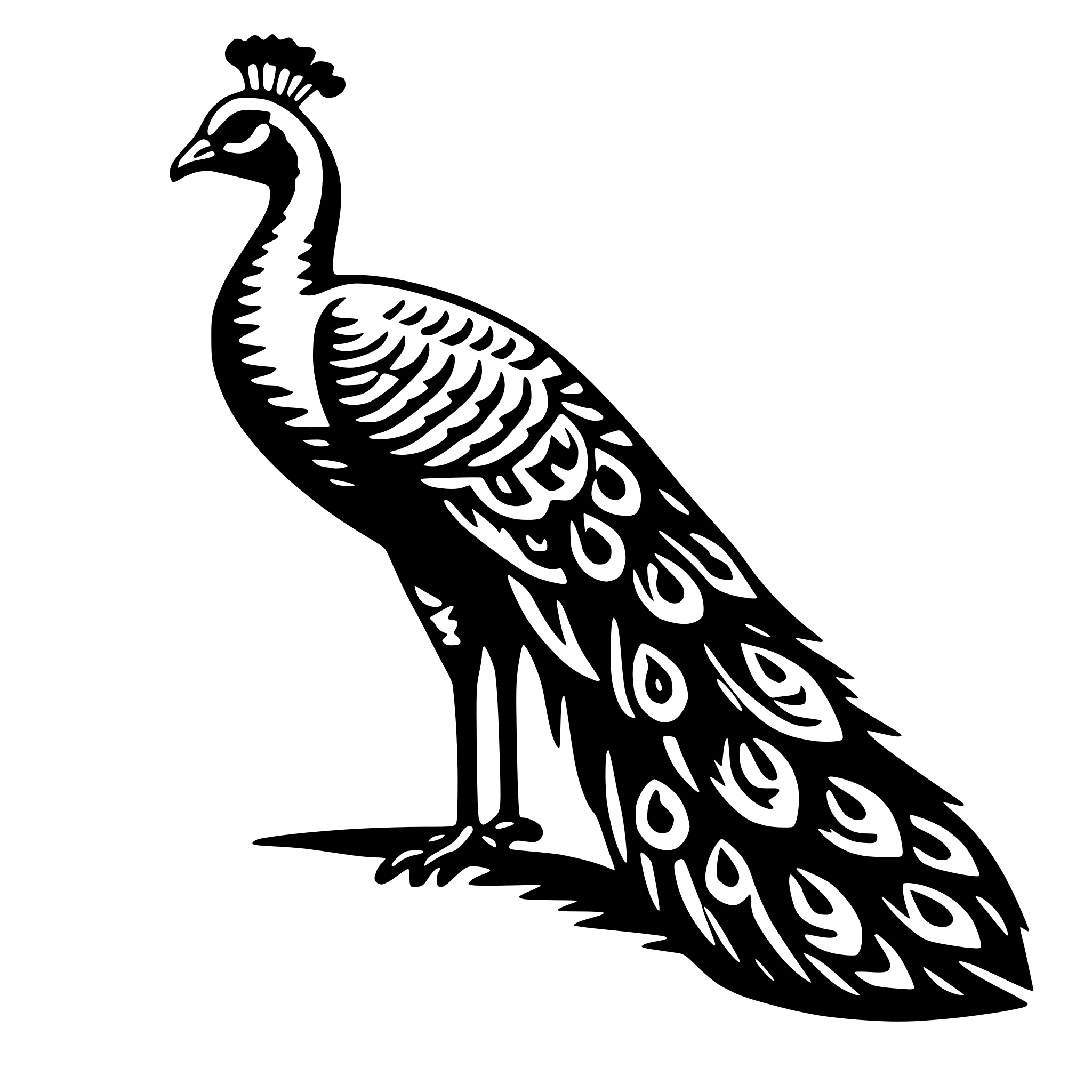 AI-generated SVG of a peacock with feathers