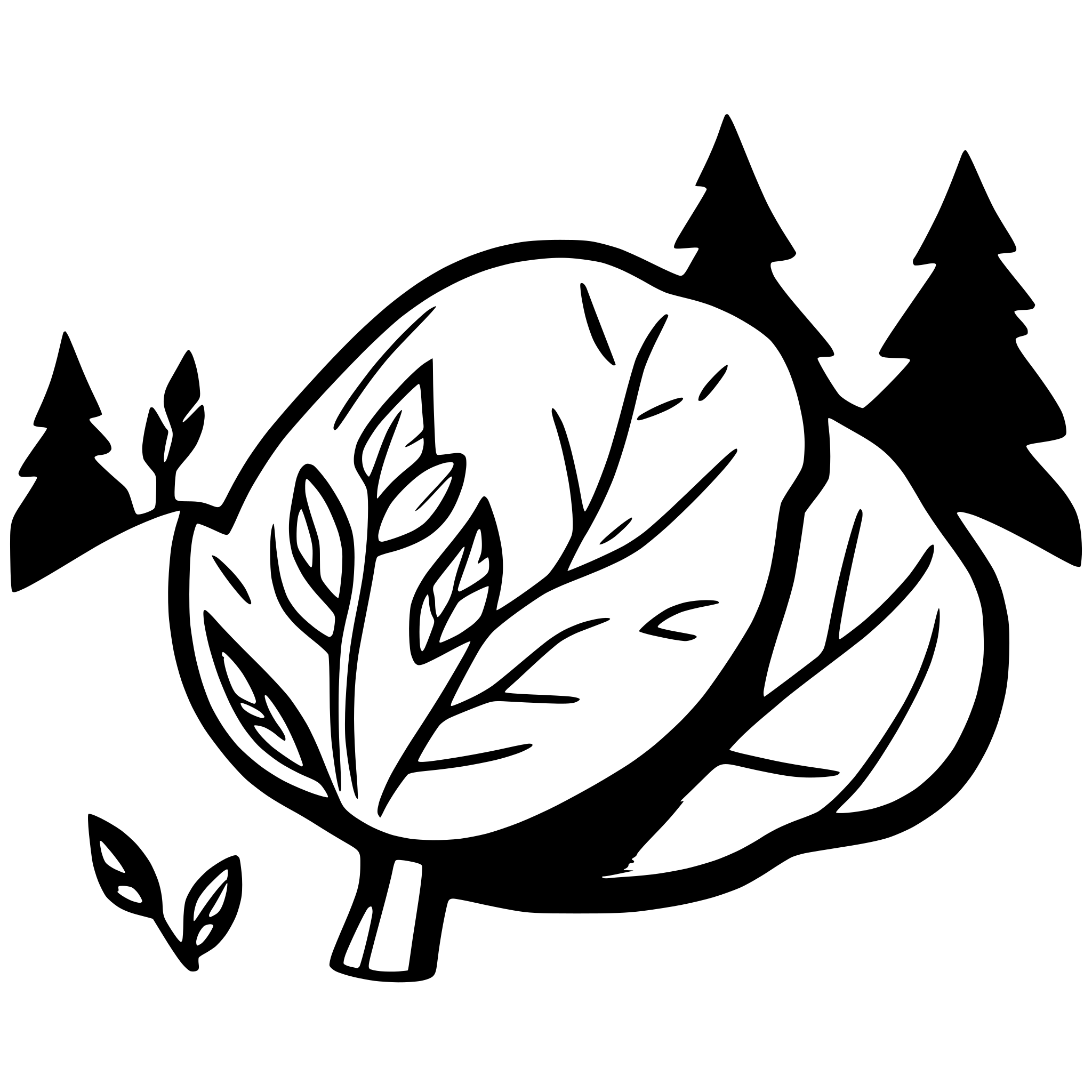 AI-generated SVG of a leaves drawn inside a mountain