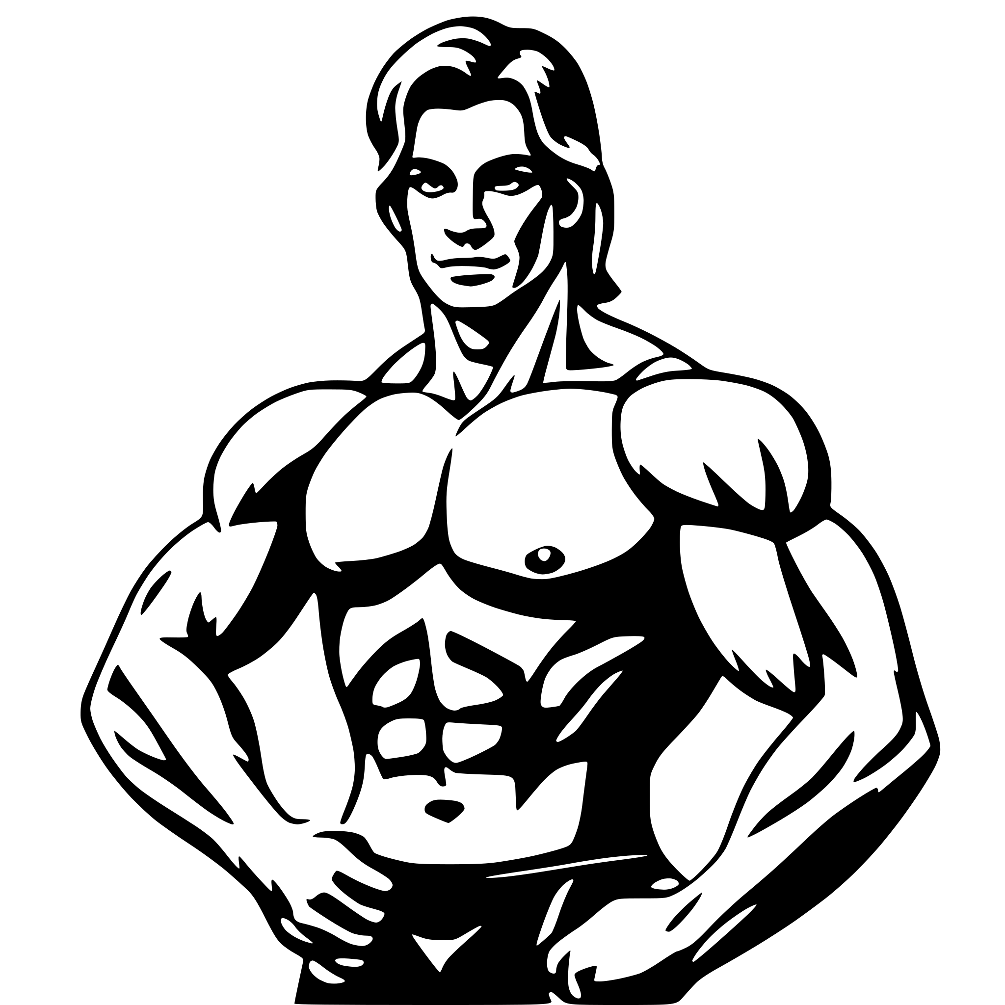 AI-generated SVG of 'body builder with muscles'
