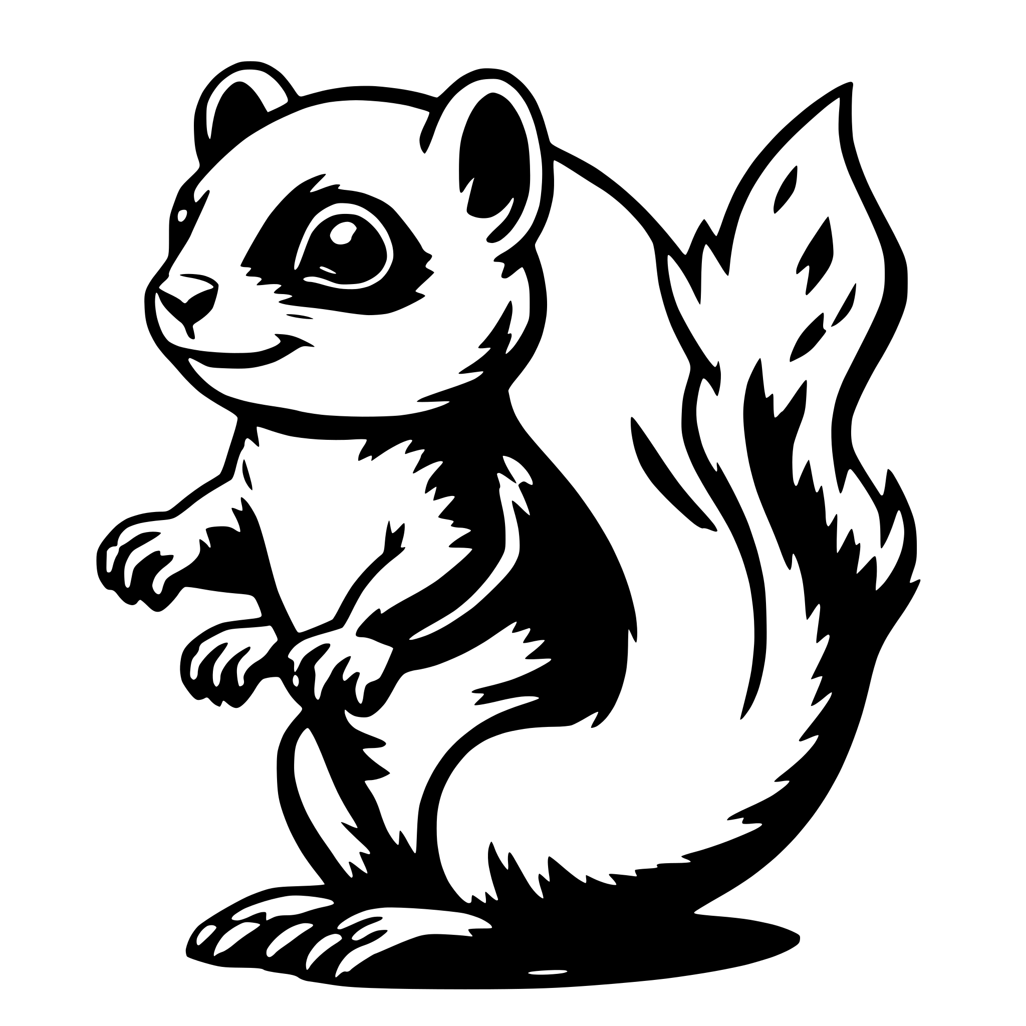 AI-generated SVG of 'A 2D style, colorful flying squirrel'