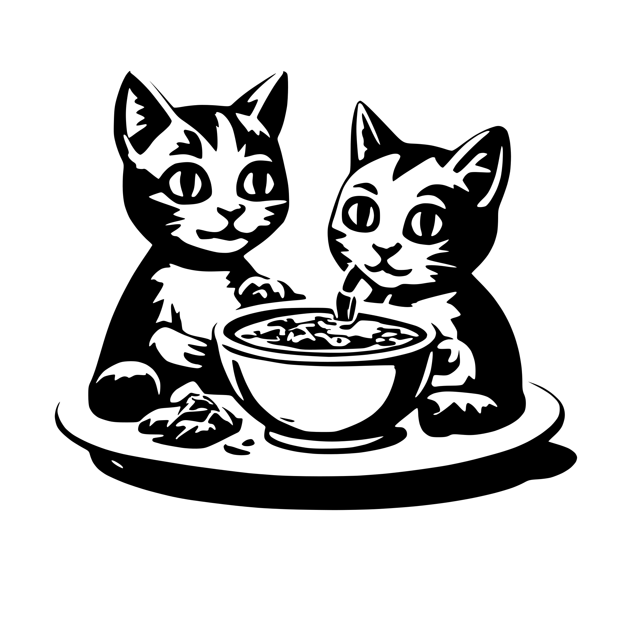 AI-generated SVG of 'kitties eating soup'