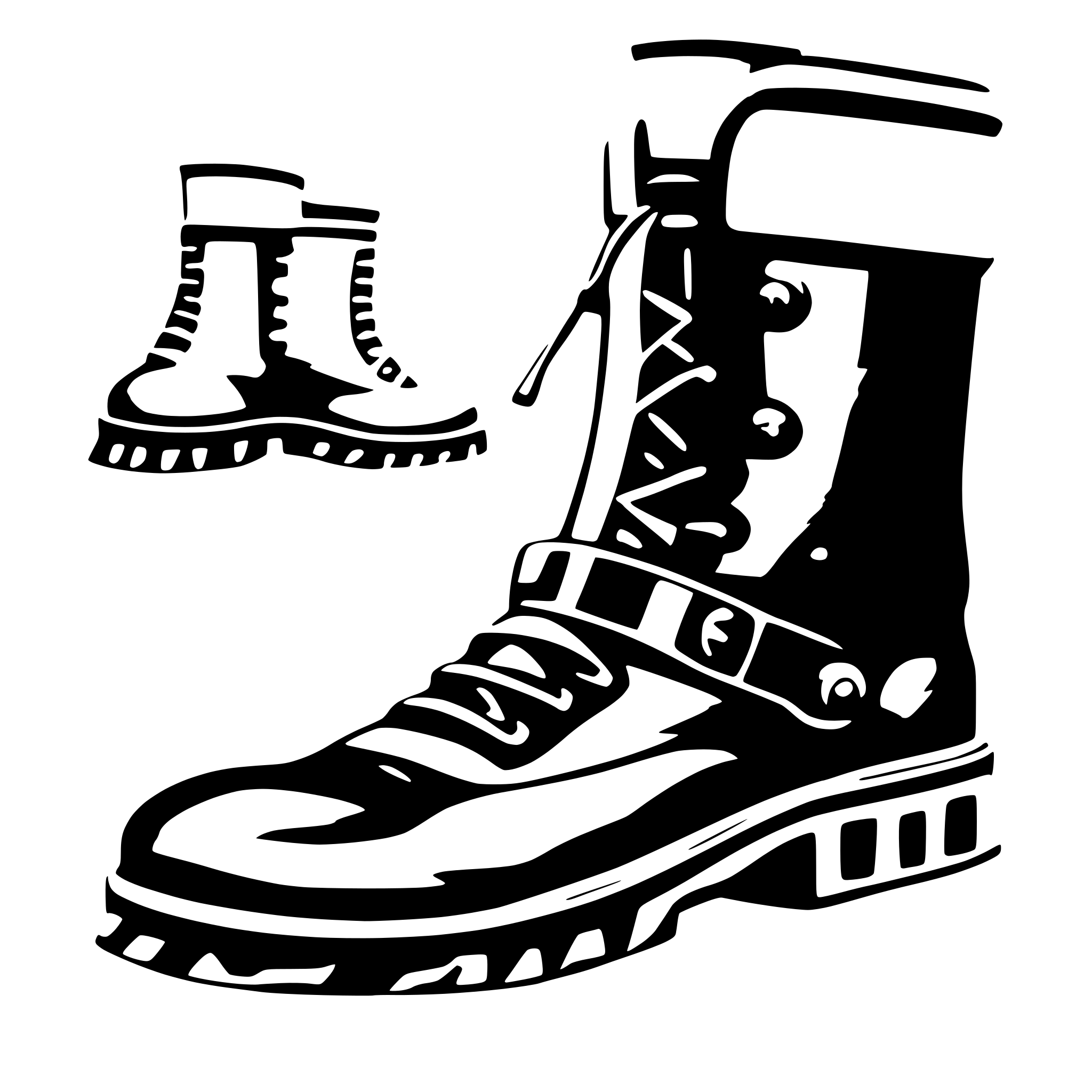 AI-generated SVG of 'boots with attached ice cleats'