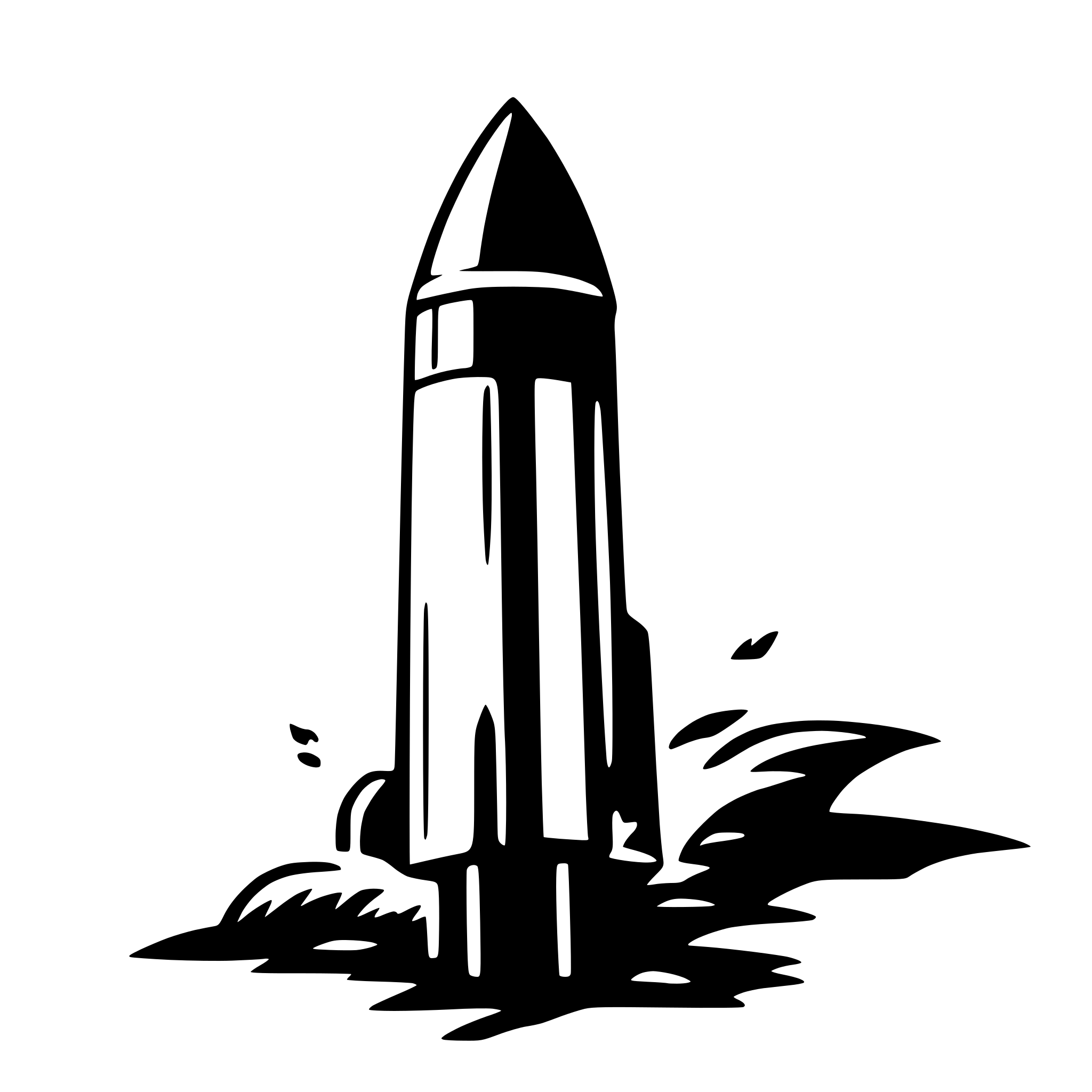 The SVG depicts a stylized rocket with a pointed nose and fins at the base, rising from a cloud of smoke. The rocket is set against a plain background. The smoke appears to be in motion, suggesting the rocket's ascent. The rocket itself is simplified with minimal detail, emphasizing its shape and direction of movement. 