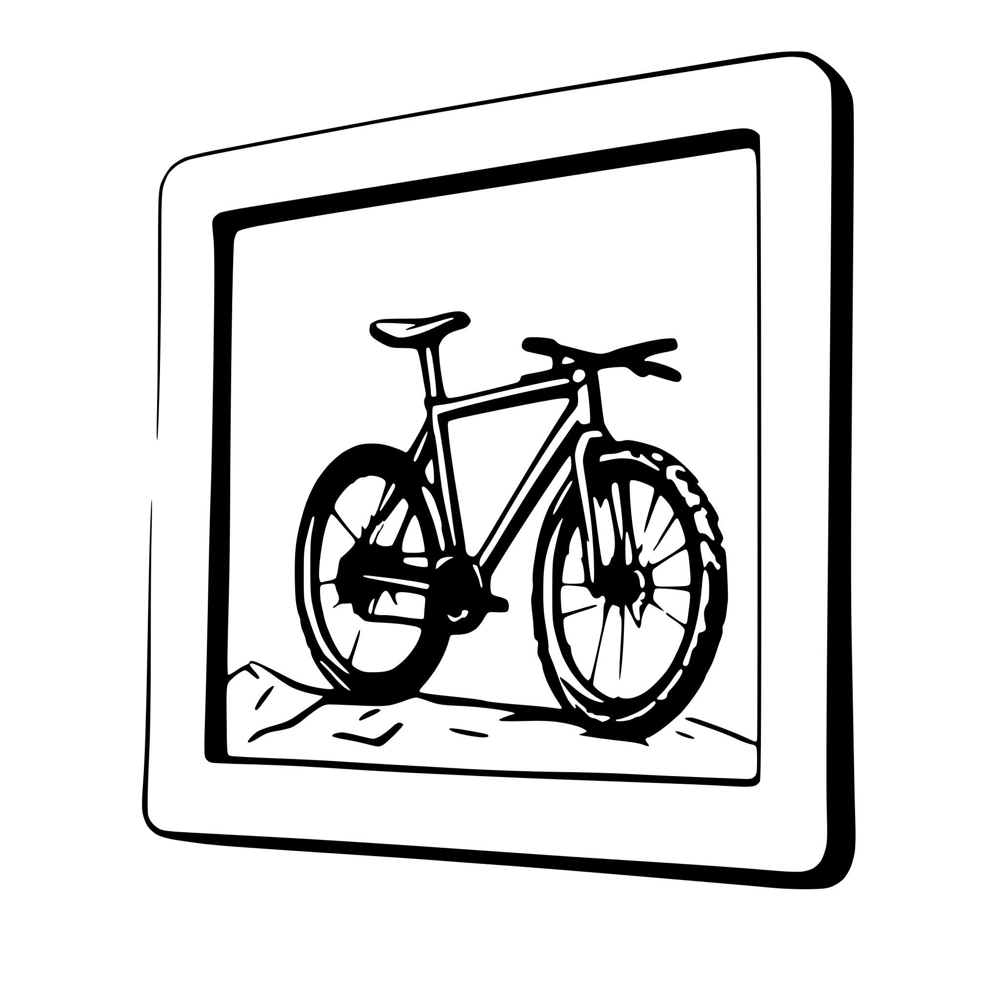 AI-generated SVG of a mountainbike sticking out of a picture frame