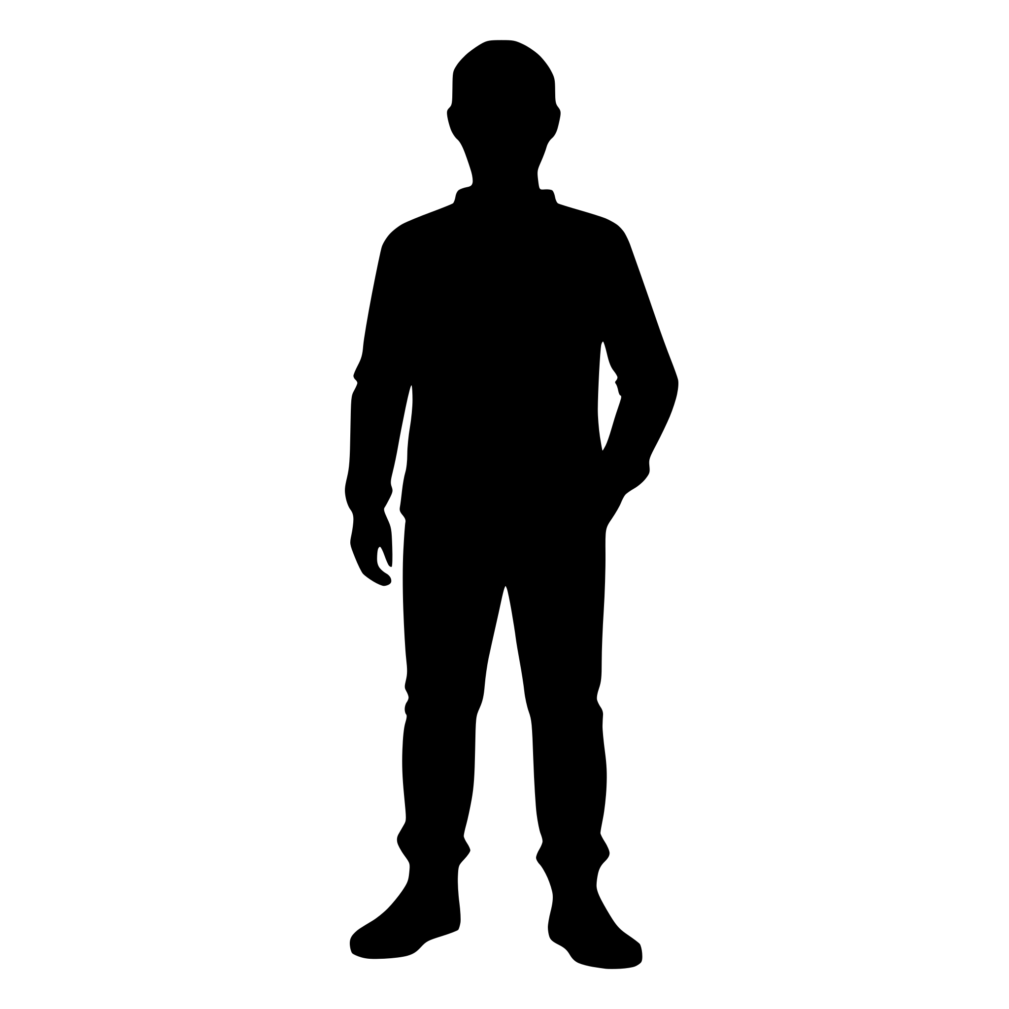 AI-generated SVG of a a silhouette outline of a man standing. his head and feet should be visible. just his outline filled in, no more detail