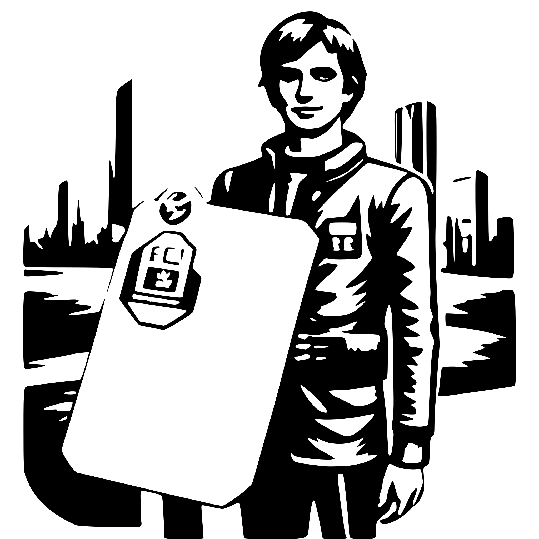 AI-generated SVG of a A man with a label 