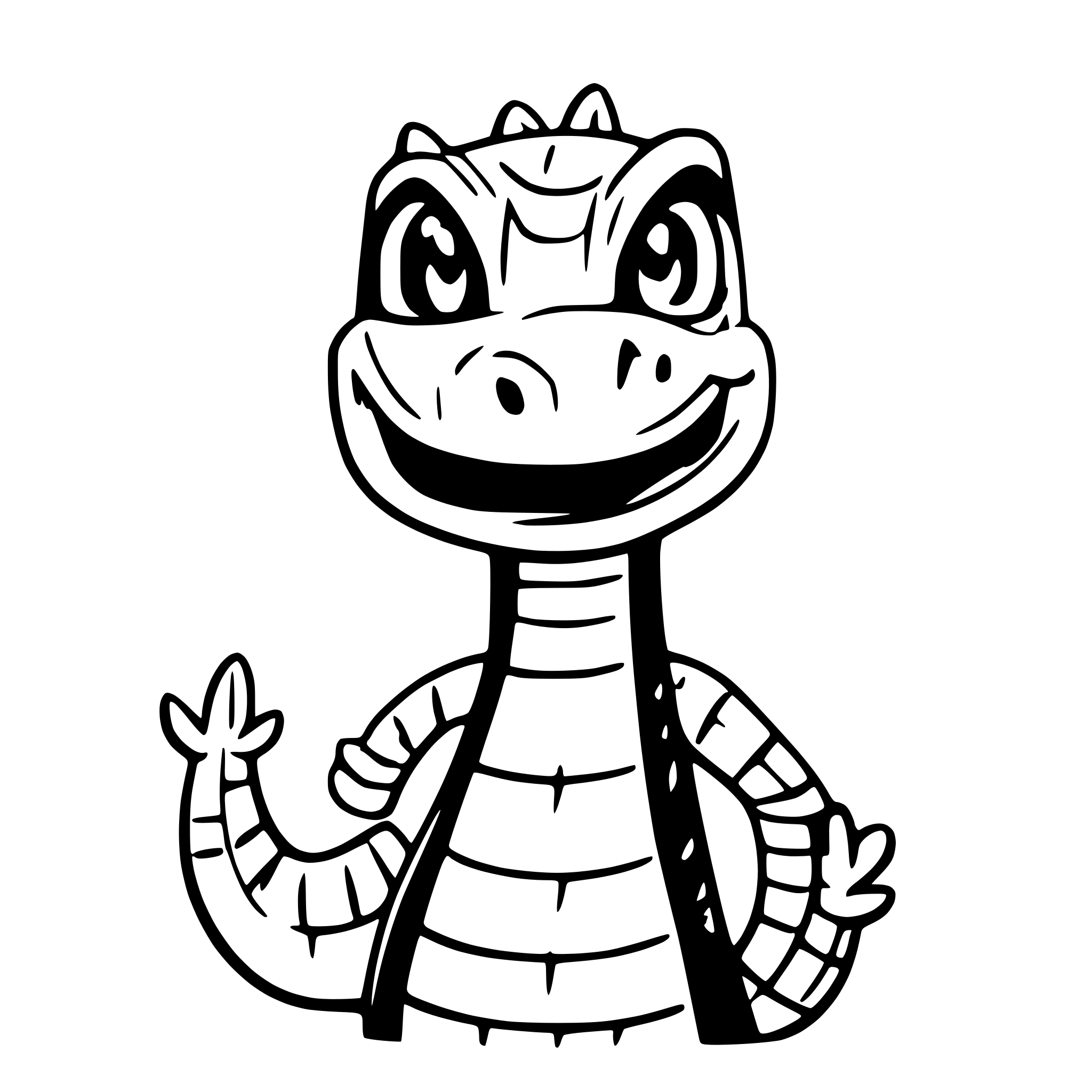 AI-generated SVG of a crocodile artist looks at you