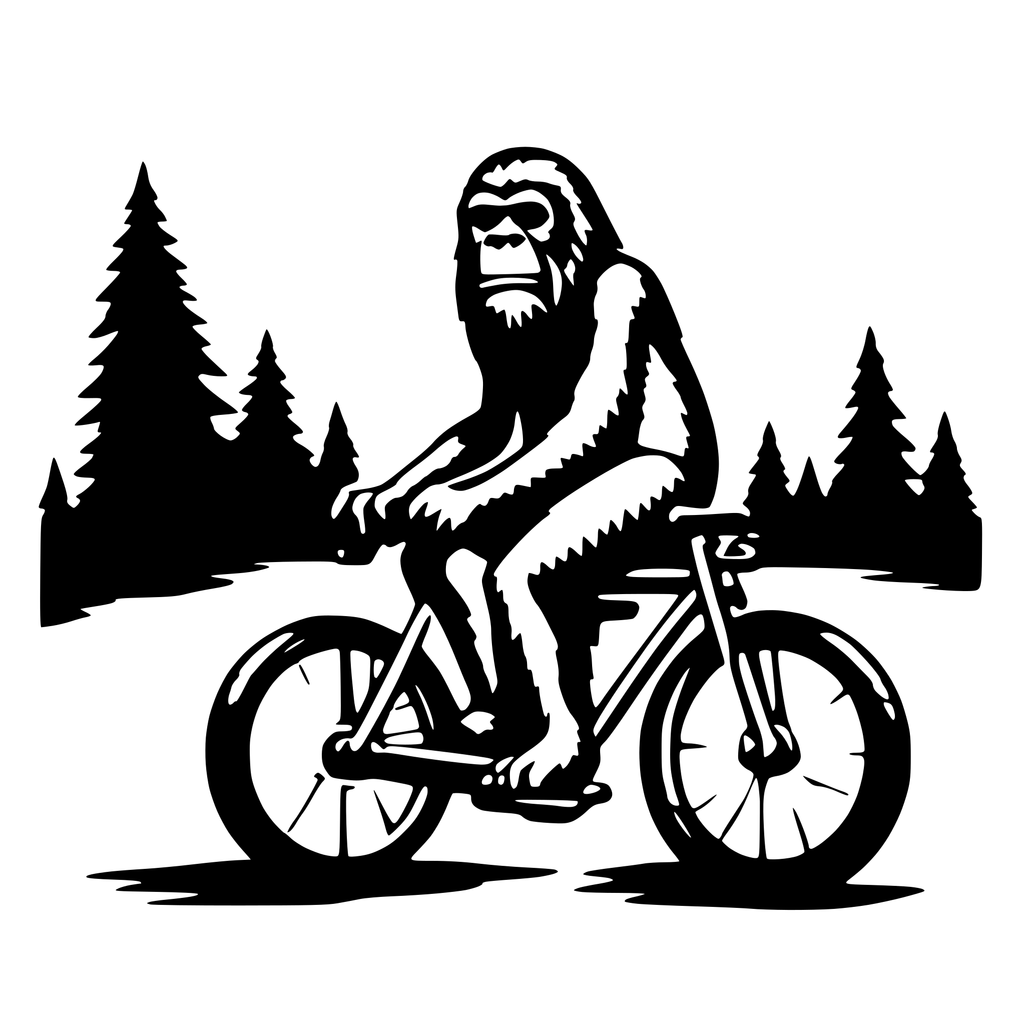 AI-generated SVG of 'sasquatch on a bicycle'