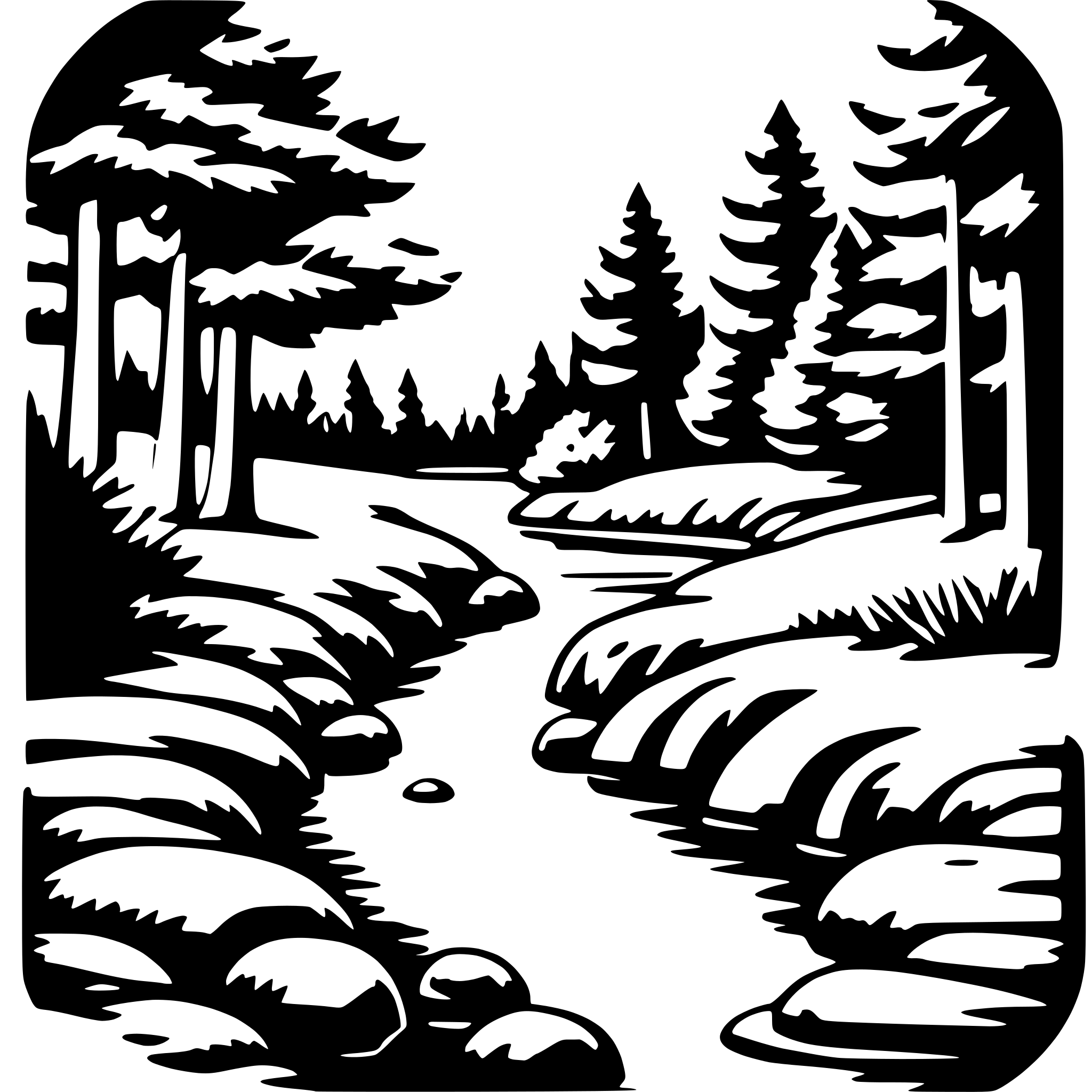 AI-generated SVG of 'woodland stream'