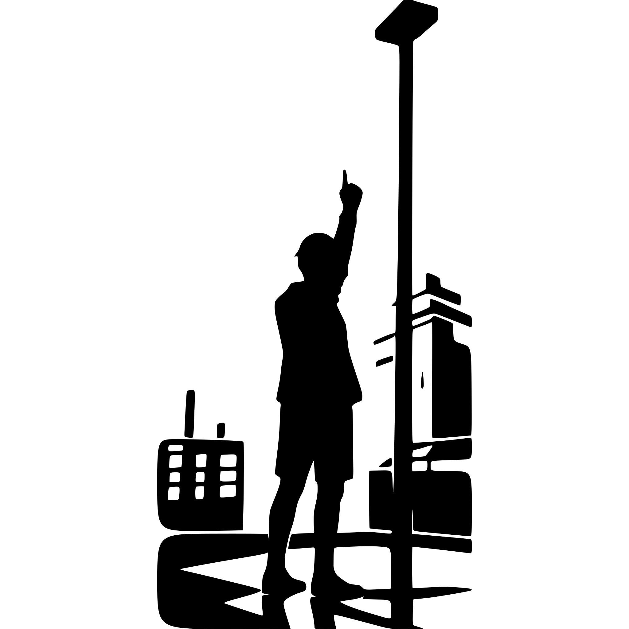 AI-generated SVG of a city on fire man standing on a rooftoop corner with back to camera and his fist raised in the air