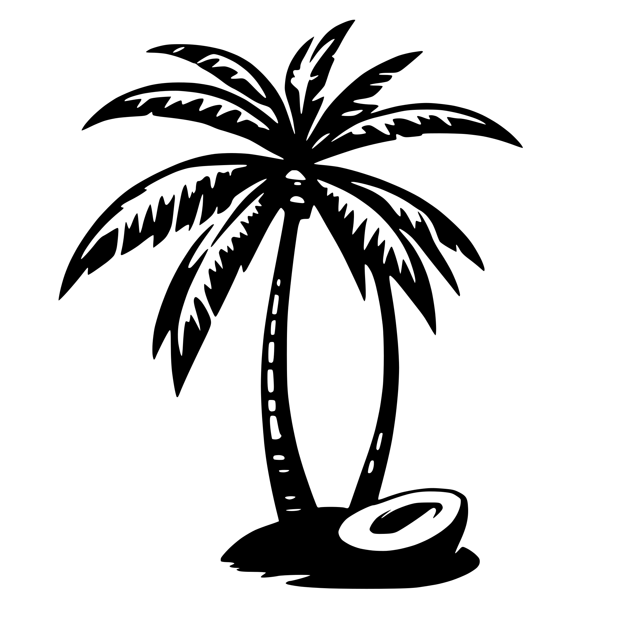 AI-generated SVG of a One simple coconut palm, 4 leaves