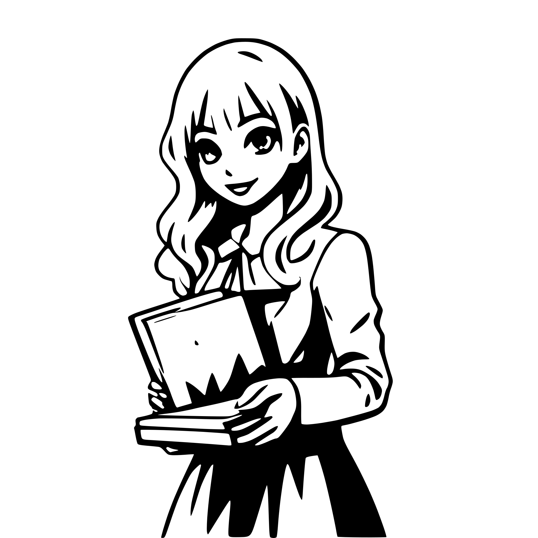 AI-generated SVG of a girl with magical book