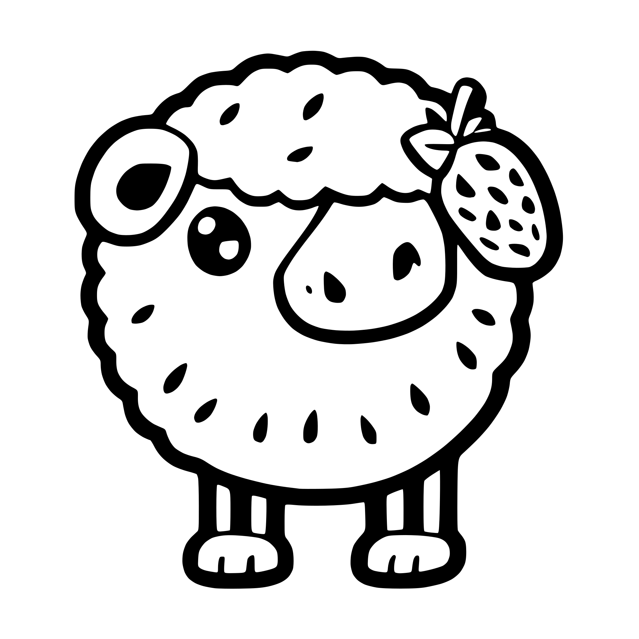 AI-generated SVG of a create a 2d vector image in three colors of a sheep that has a strawberry instead of a wool back. The image is to serve as a company logo, so it should be simple and easy to remember, but also unusual and not trivial.