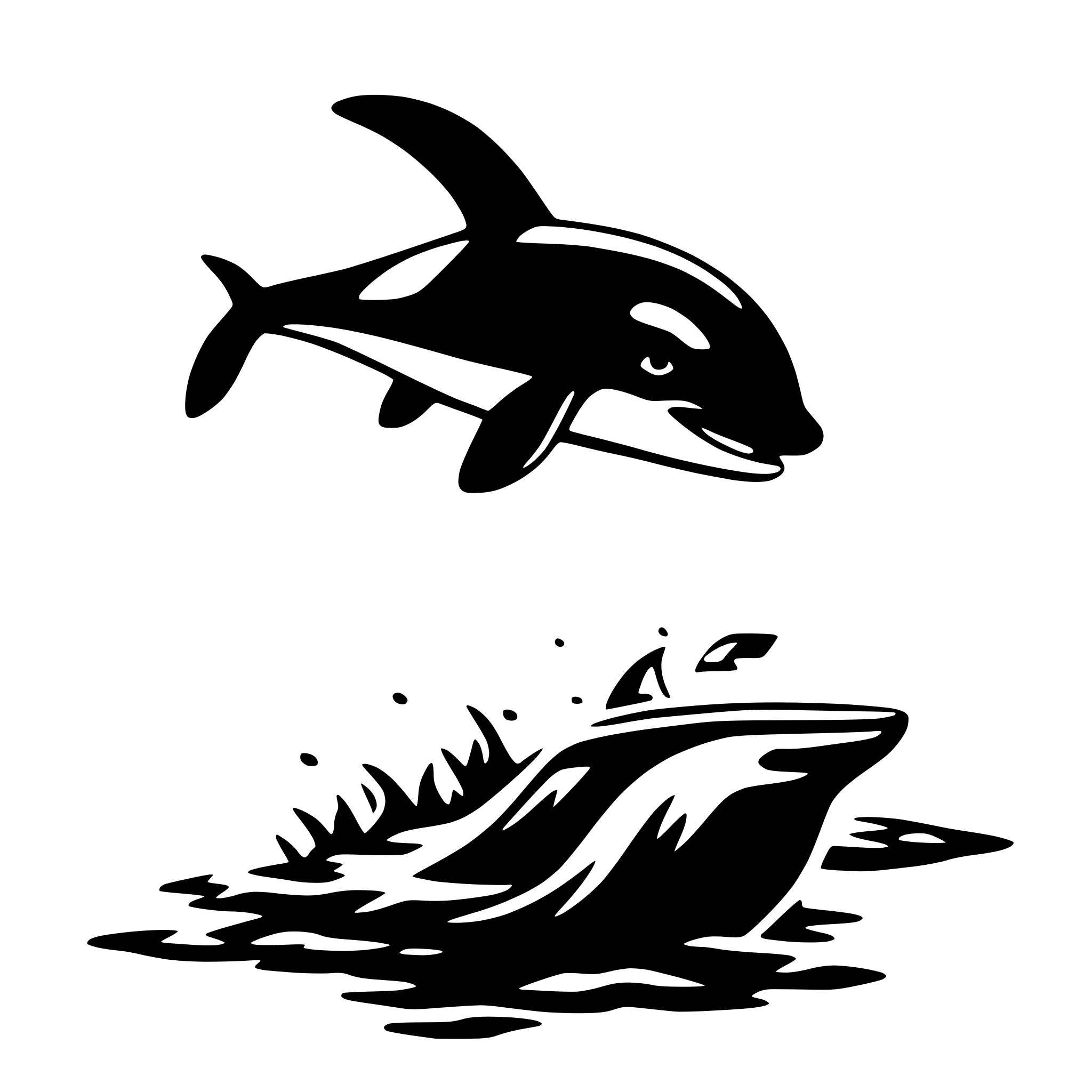 AI-generated SVG of a orca jumping